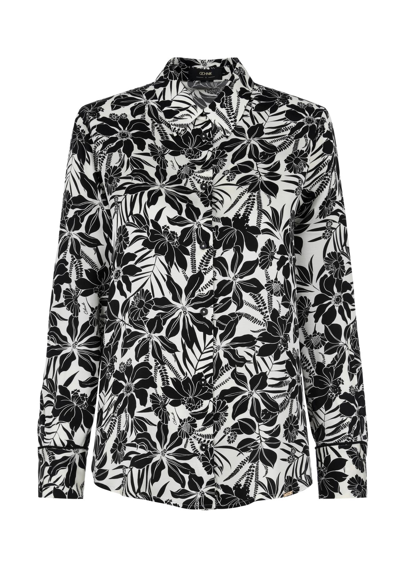 Zwiewna czarno-kremowa koszula damska KOSDT-0154-12(W24)