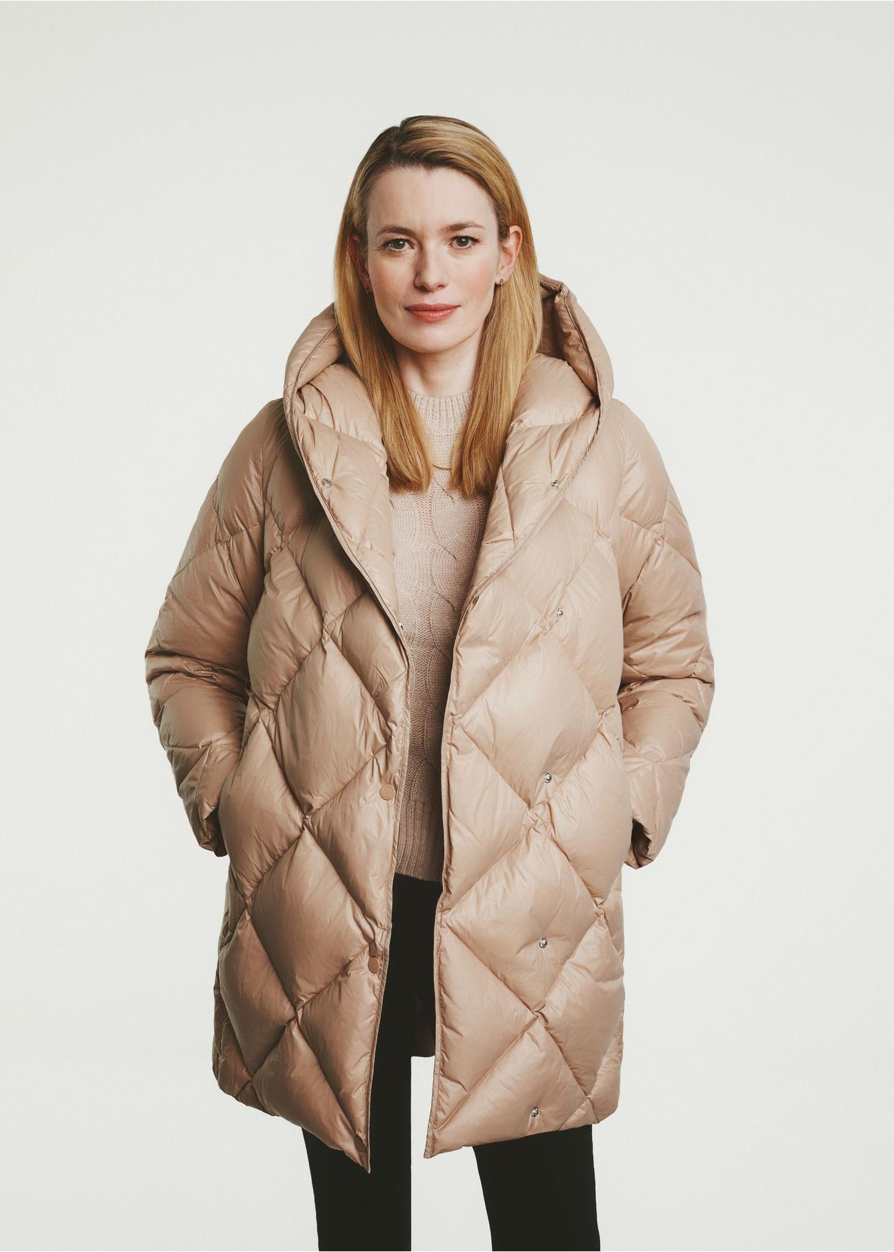 Beige quilted women's jacket KURDT-0528-81(Z24)-02