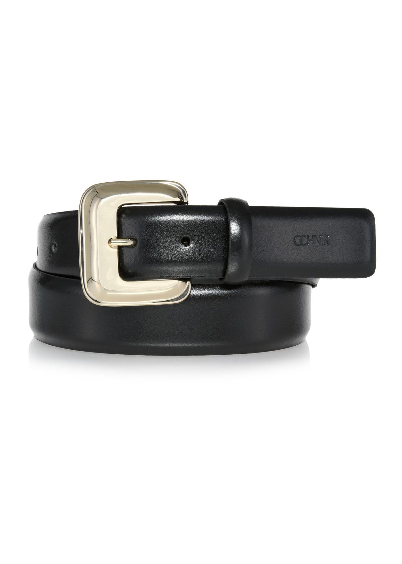 Black leather women's belt PASDS-0316-98(Z24)-01