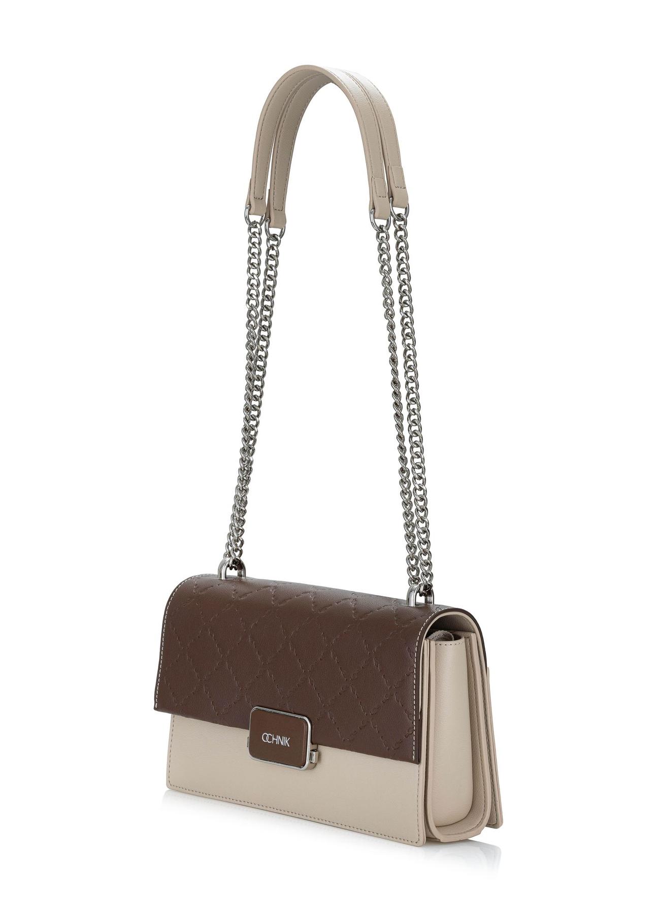 Cream and brown medium women's bag TOREC-0984-15(Z24)-02