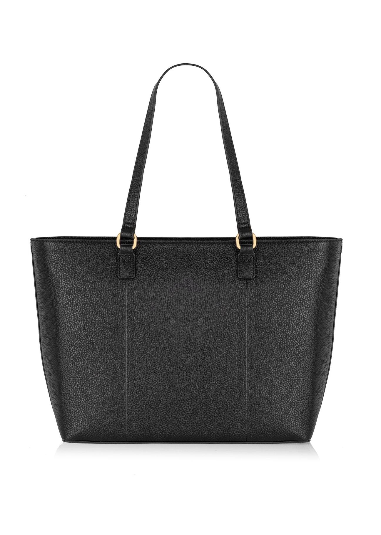 Czarna skórzana torebka damska shopper TORES-1038-99(Z24)-04