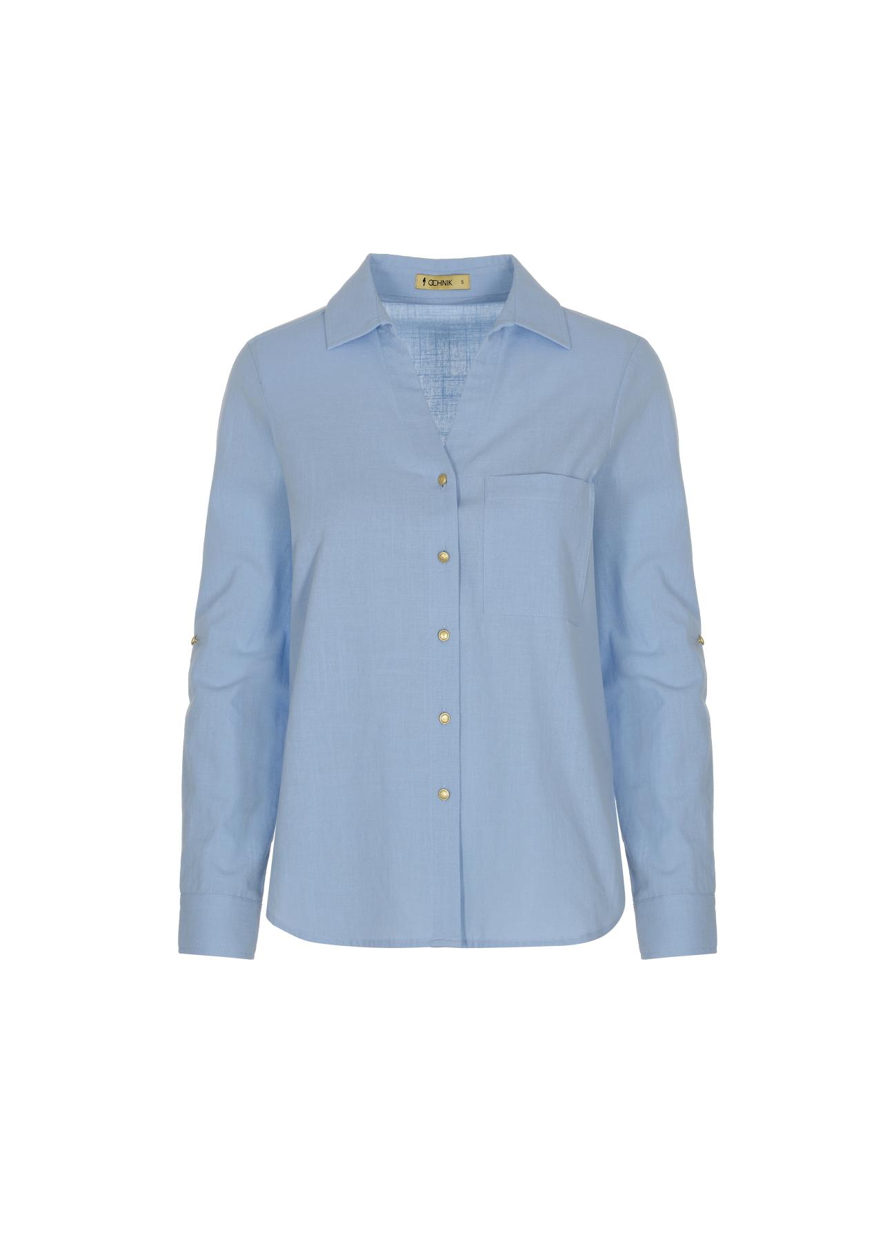 Błękitna koszula bawełniana damska KOSDT-0092-62(W22)