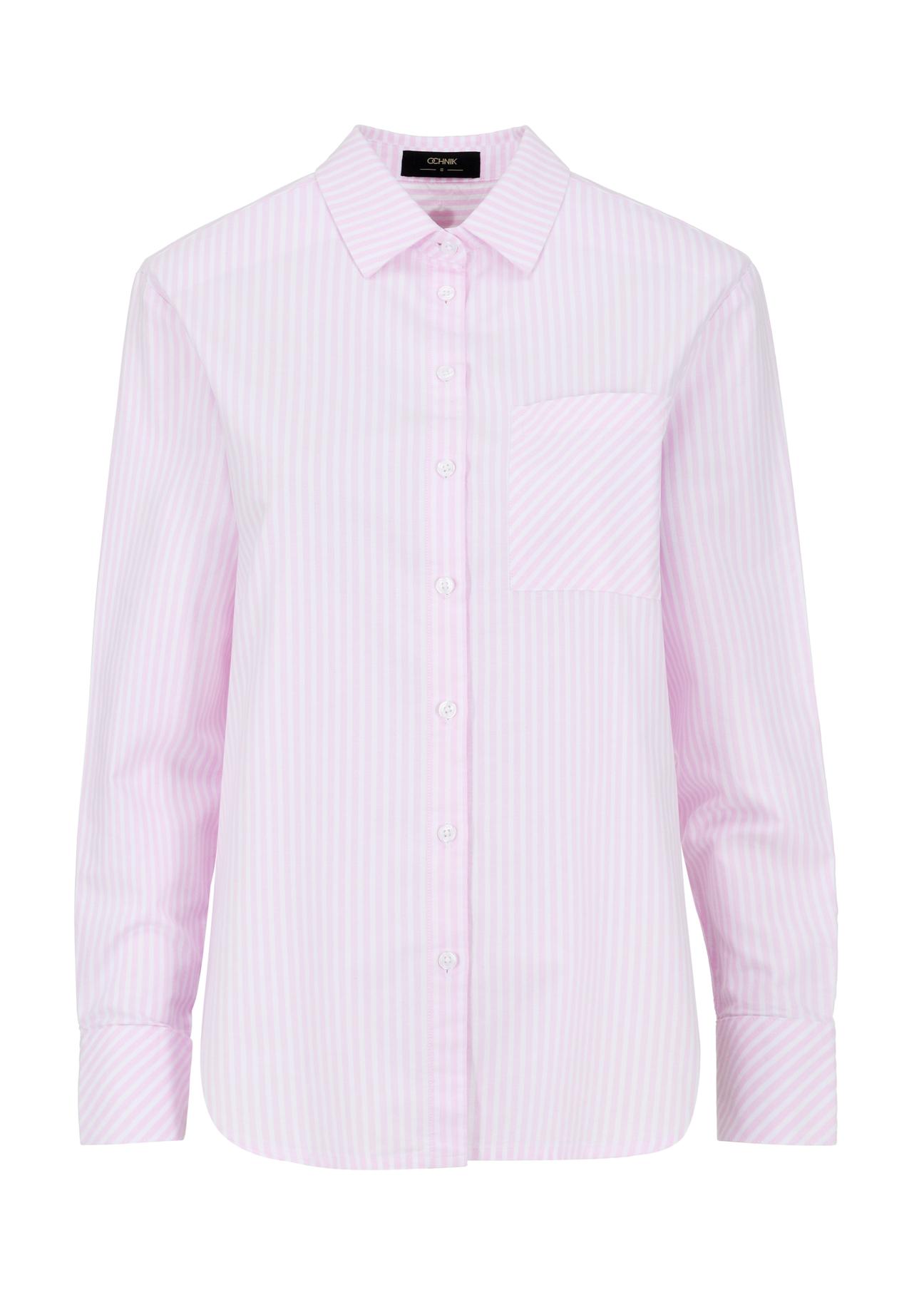 Różowa koszula w paski damska KOSDT-0156-34(W24)