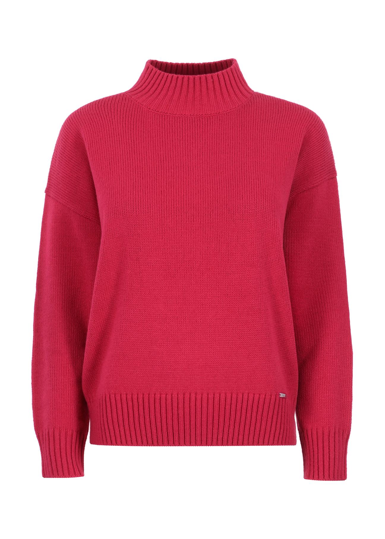 Fuksjowy sweter z golfem damski SWEDT-0186-31(Z23)
