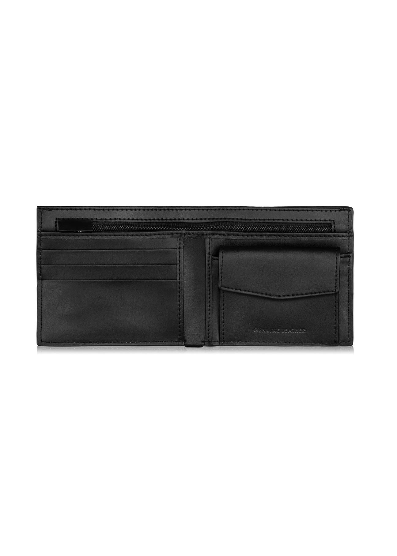 Skórzany czarny portfel męski z monogramem PORMS-0603-98(Z23)