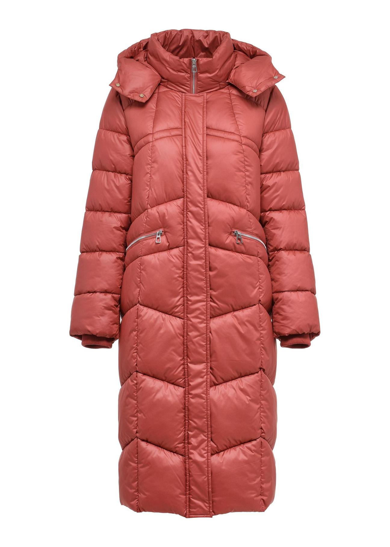 Red long women's winter jacket  KURDT-0530-85(Z24)-04