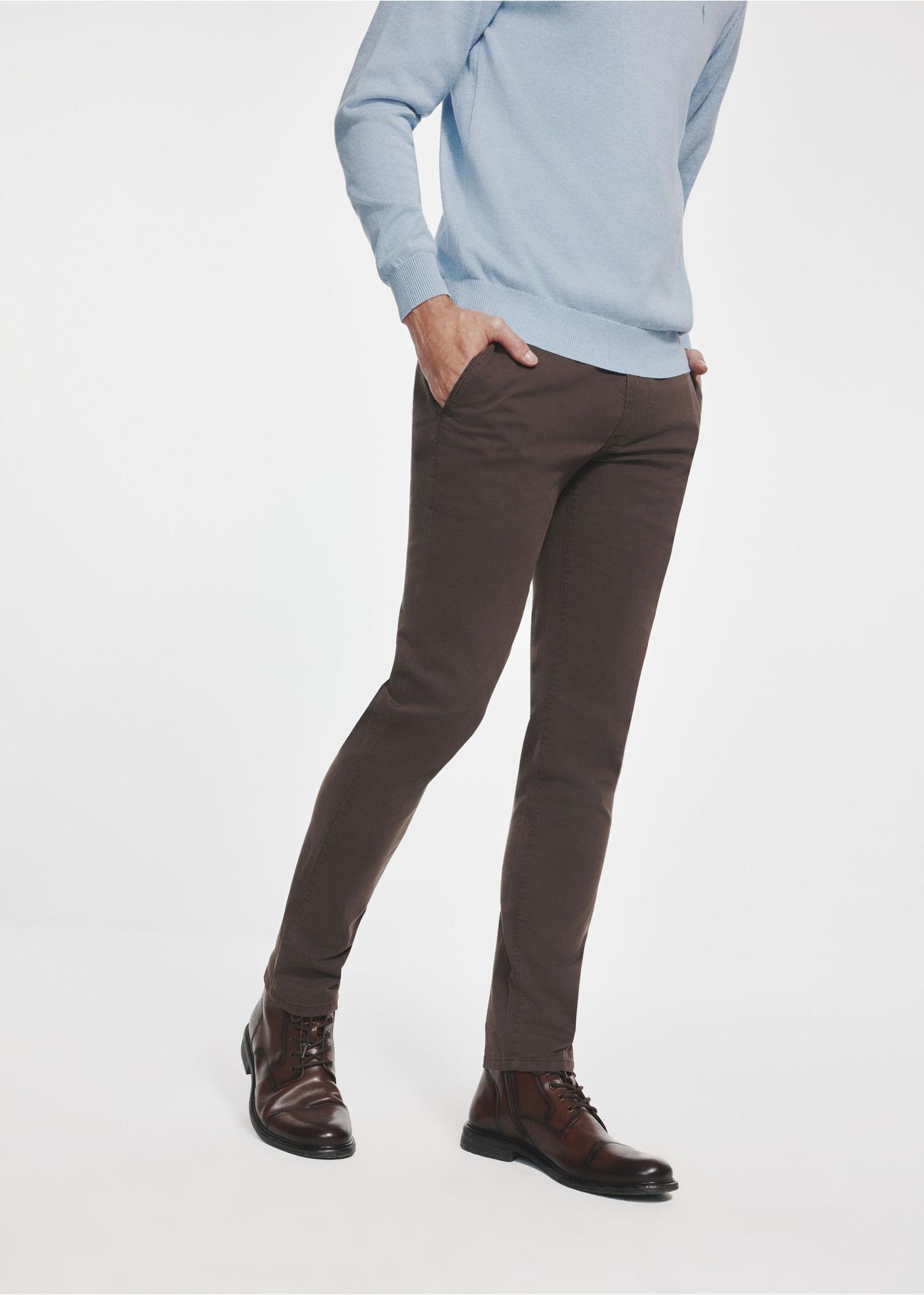 Brown men's trousers SPOMT-0103-90(Z24)-02