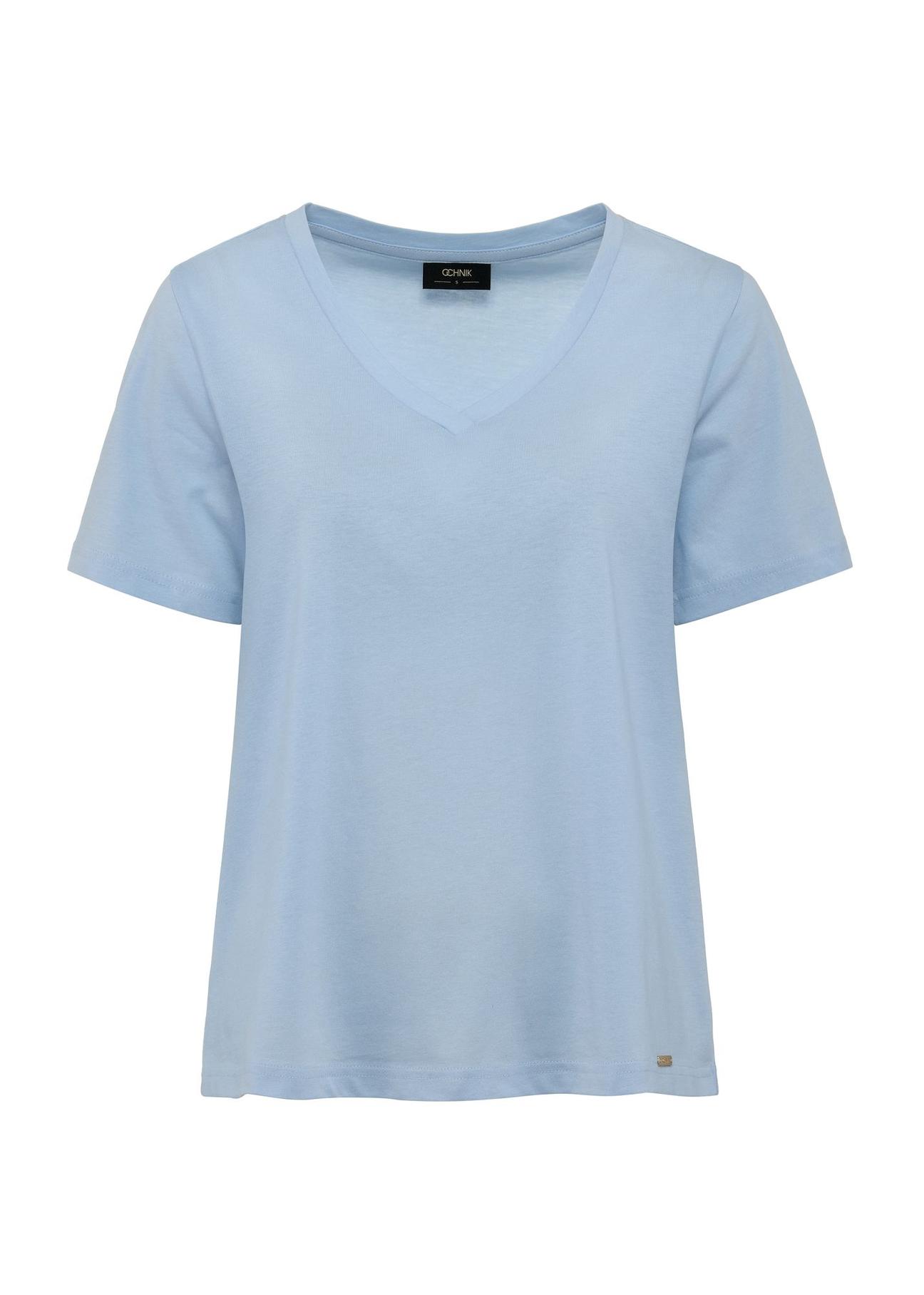 Błękitny t-shirt damski basic TSHDT-0120-60(W25)-01