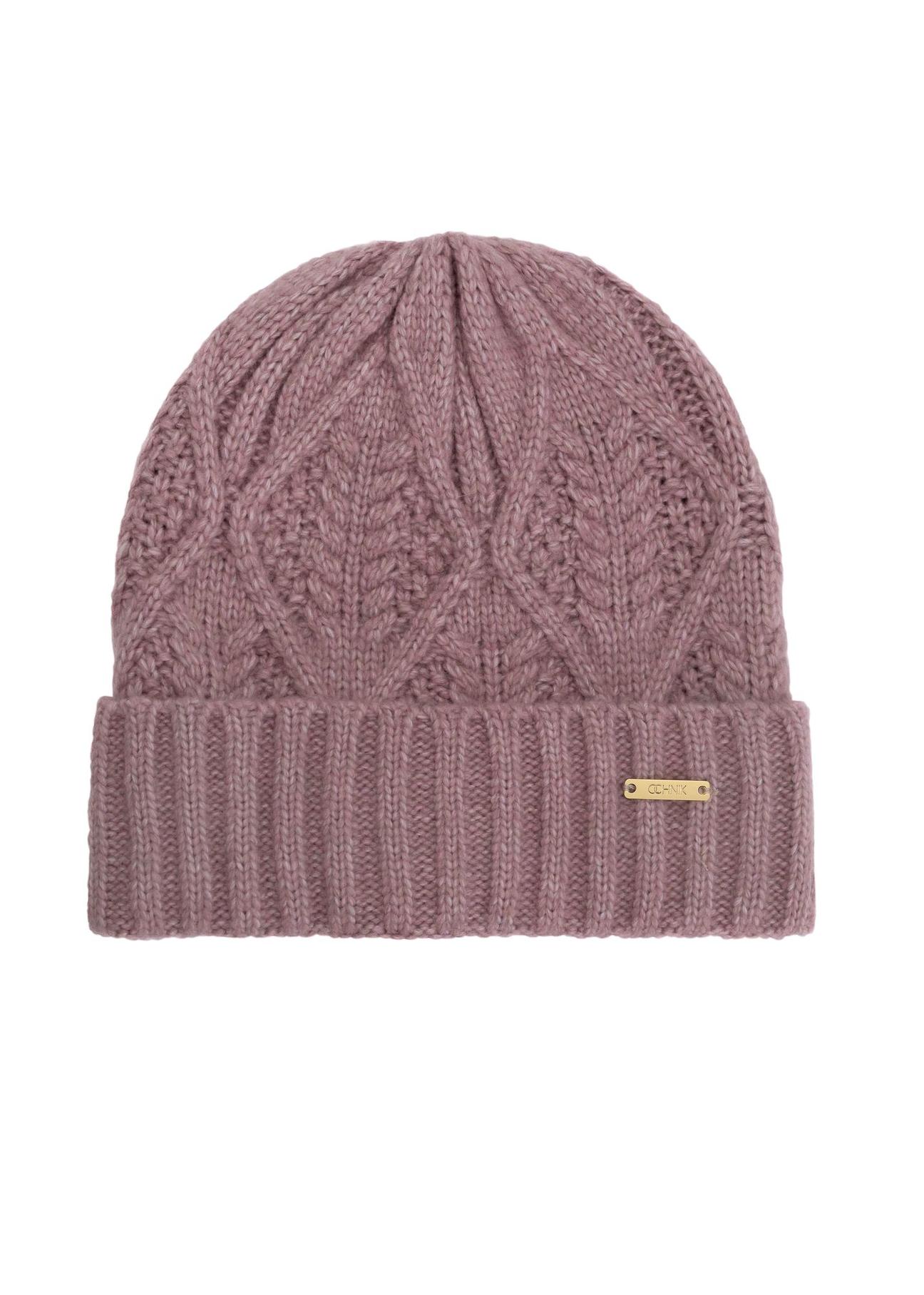 Women's winter hat in dirty pink color CZADT-0191-31(Z24)-01