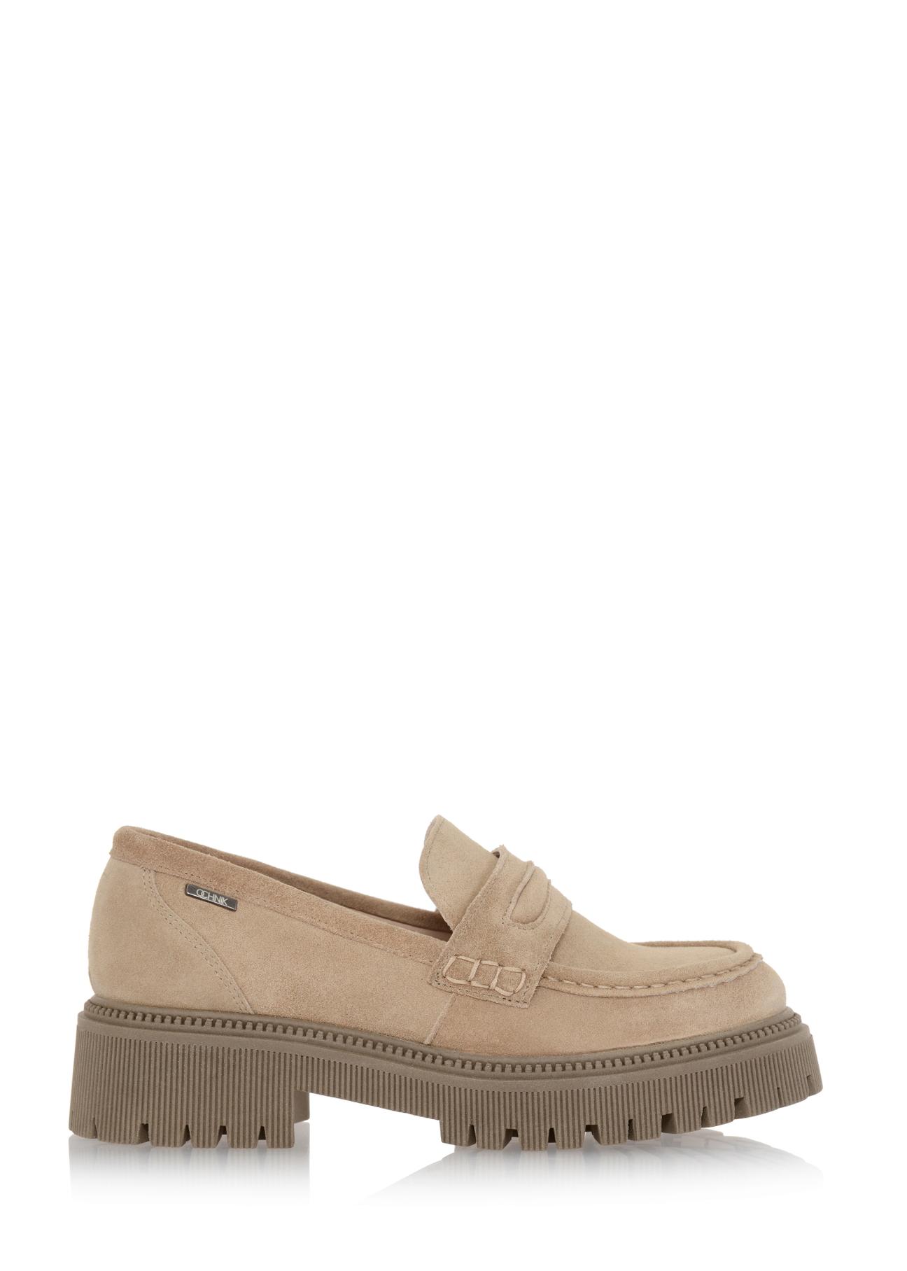 Skórzane welurowe loafersy damskie BUTYD-1034-81(Z23)