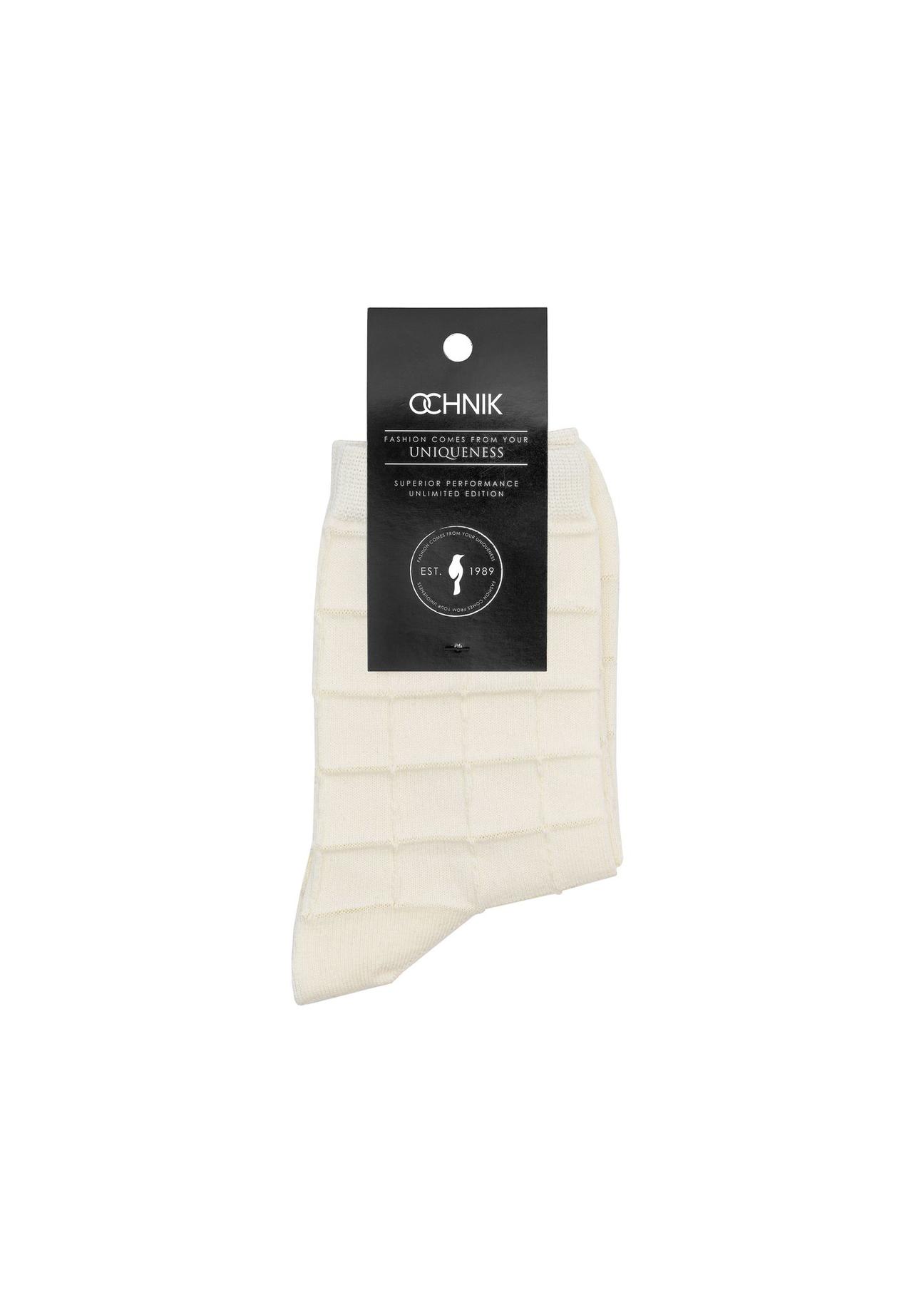 Cream long women's socks SKADT-0070-12(Z24)-02