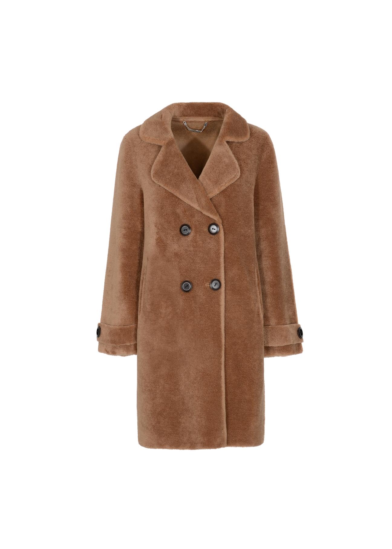 Płaszcz wełniany damski z rozporkami FUTDW-0007-24(Z21)