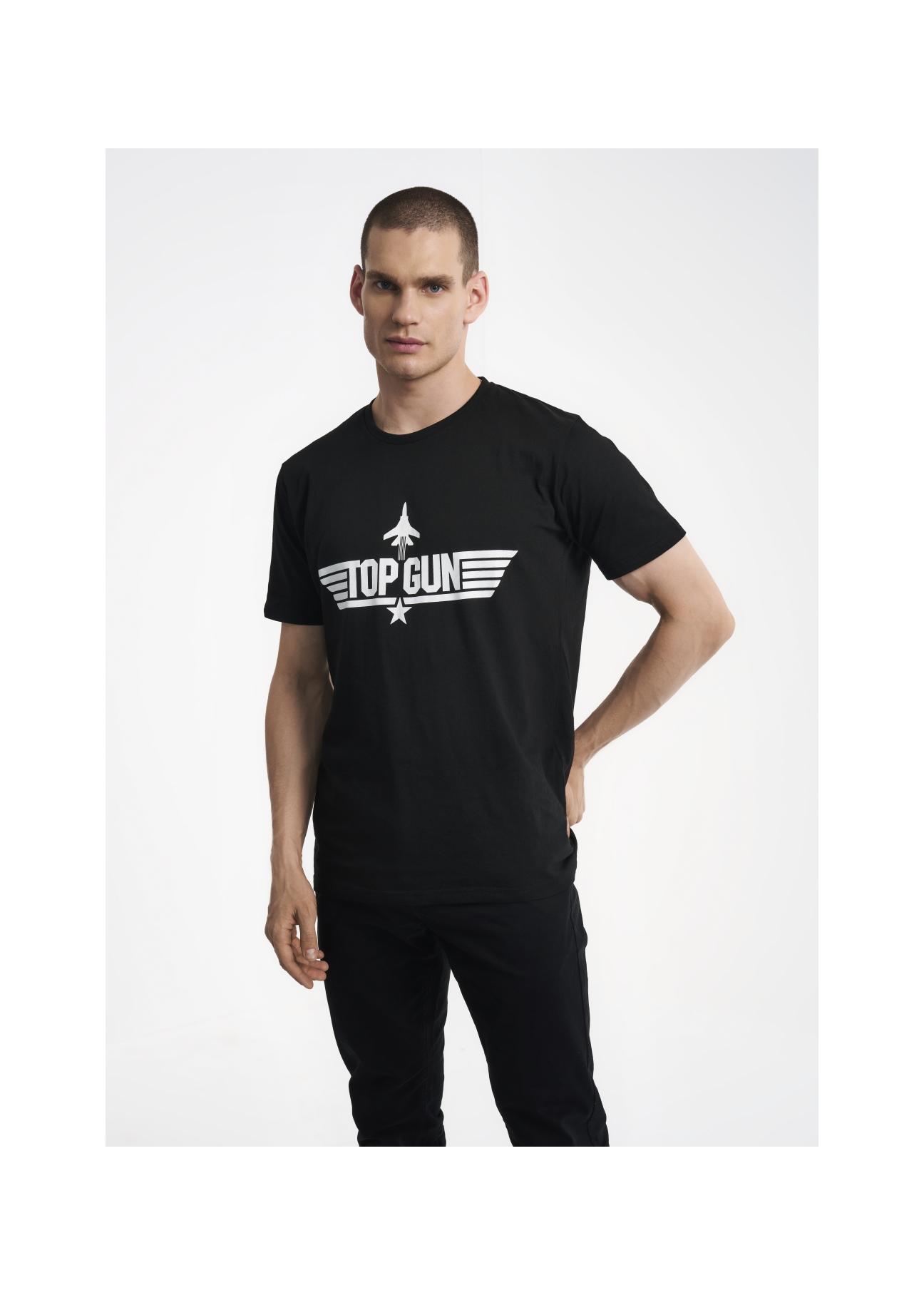 Czarny T-shirt męski TOP GUN TSHMT-0084-99(Z23)-02