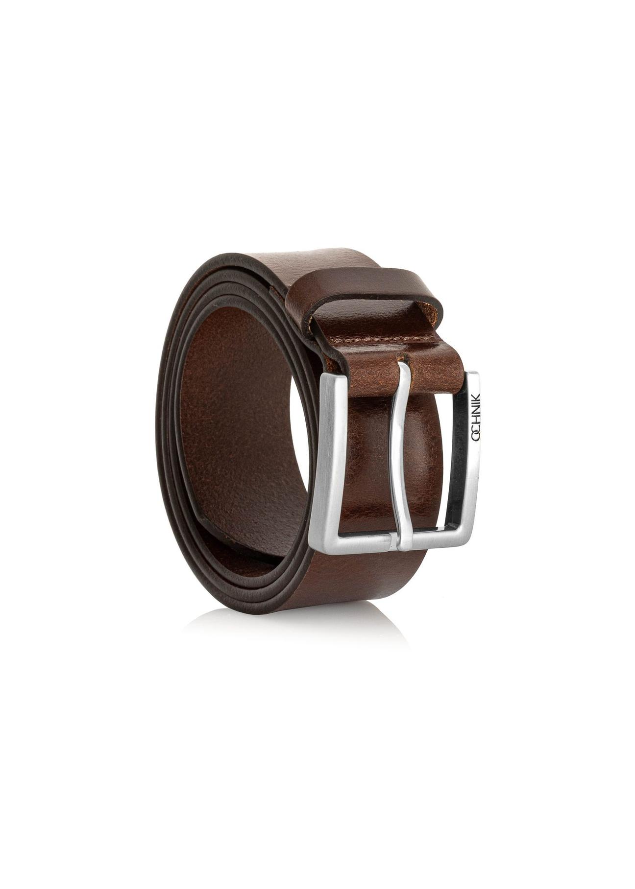 Brown leather men's belt PASMS-0257-89(Z24)-02