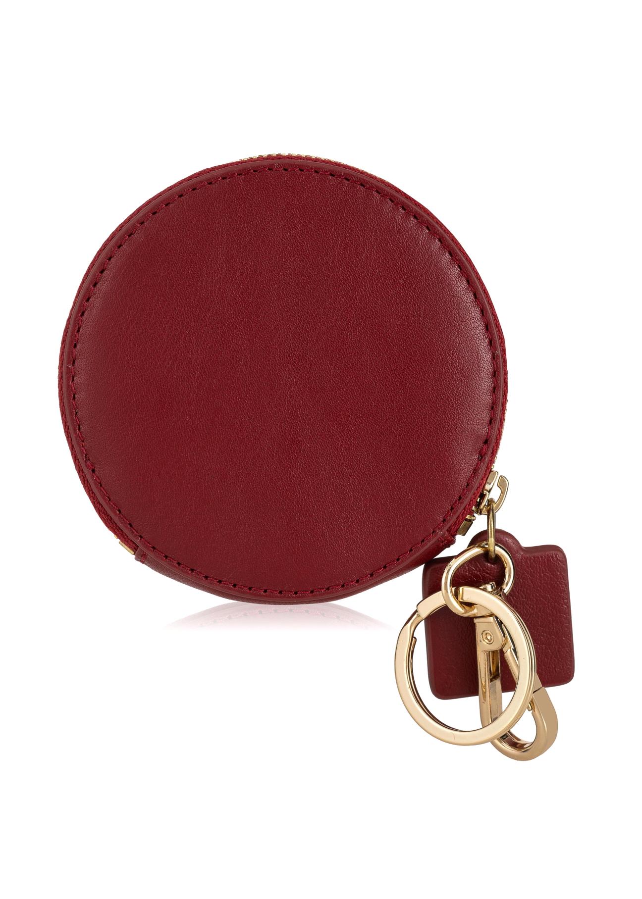 Okrągły skórzany czerwony portfel damski PORES-0867-40(Z23)
