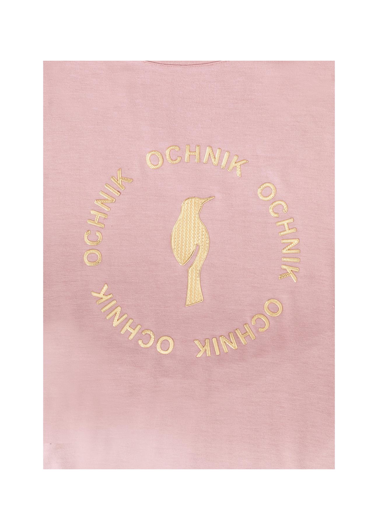 Różowy T-shirt damski z logo OCHNIK TSHDT-0081-34(Z21)