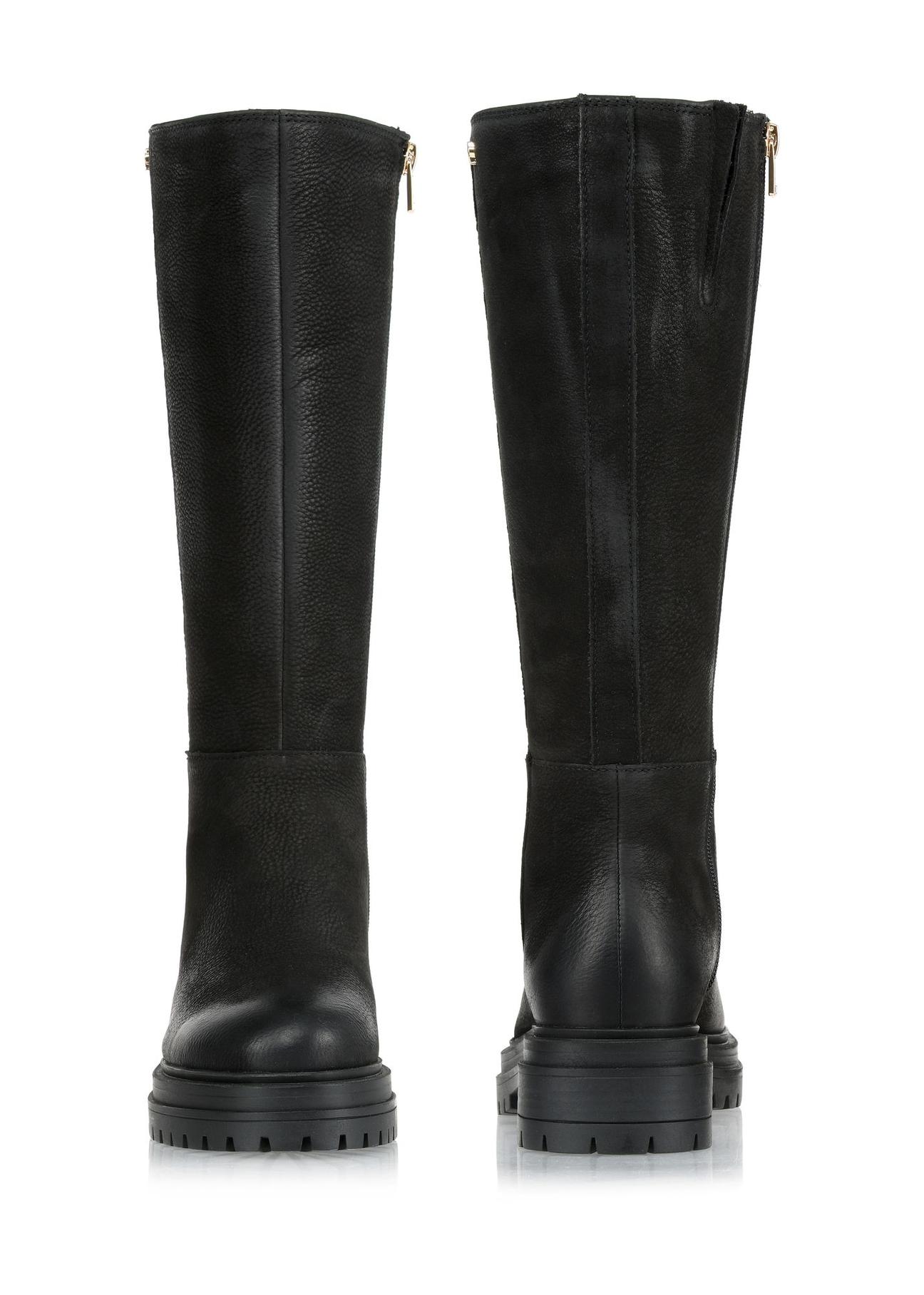 Black velvet women's boots on the platform BUTYD-1102-98(Z24)-04