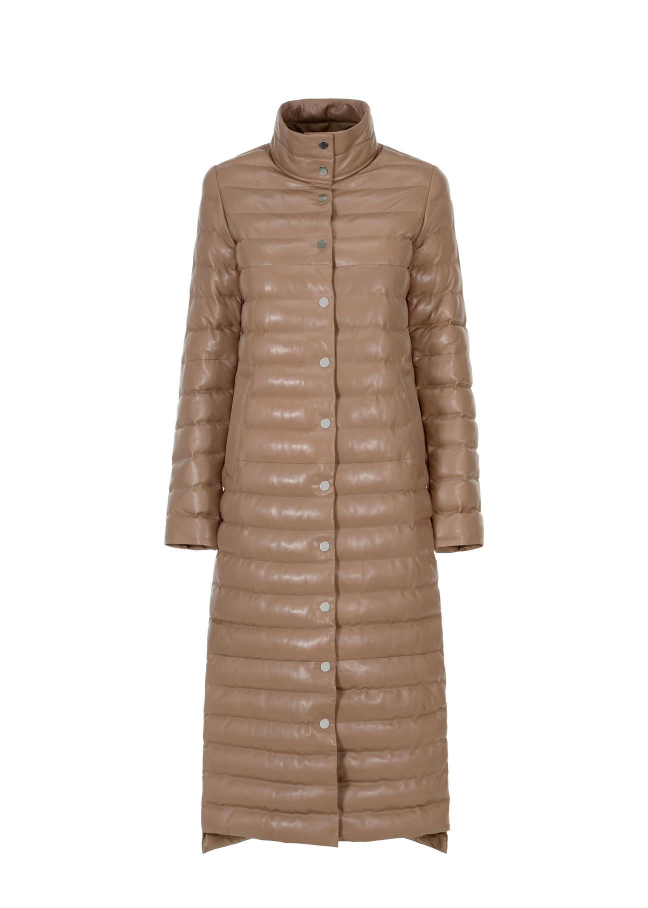 Zimowy pikowany płaszcz damski ze skóry KURDS-0341-1239(Z22)-05