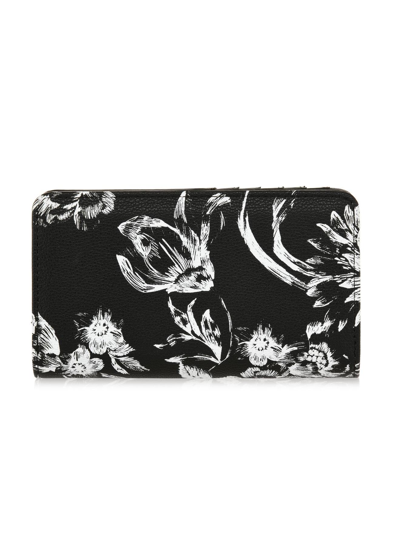 Black women's wallet with a floral pattern POREC-0392-99(Z24)-03