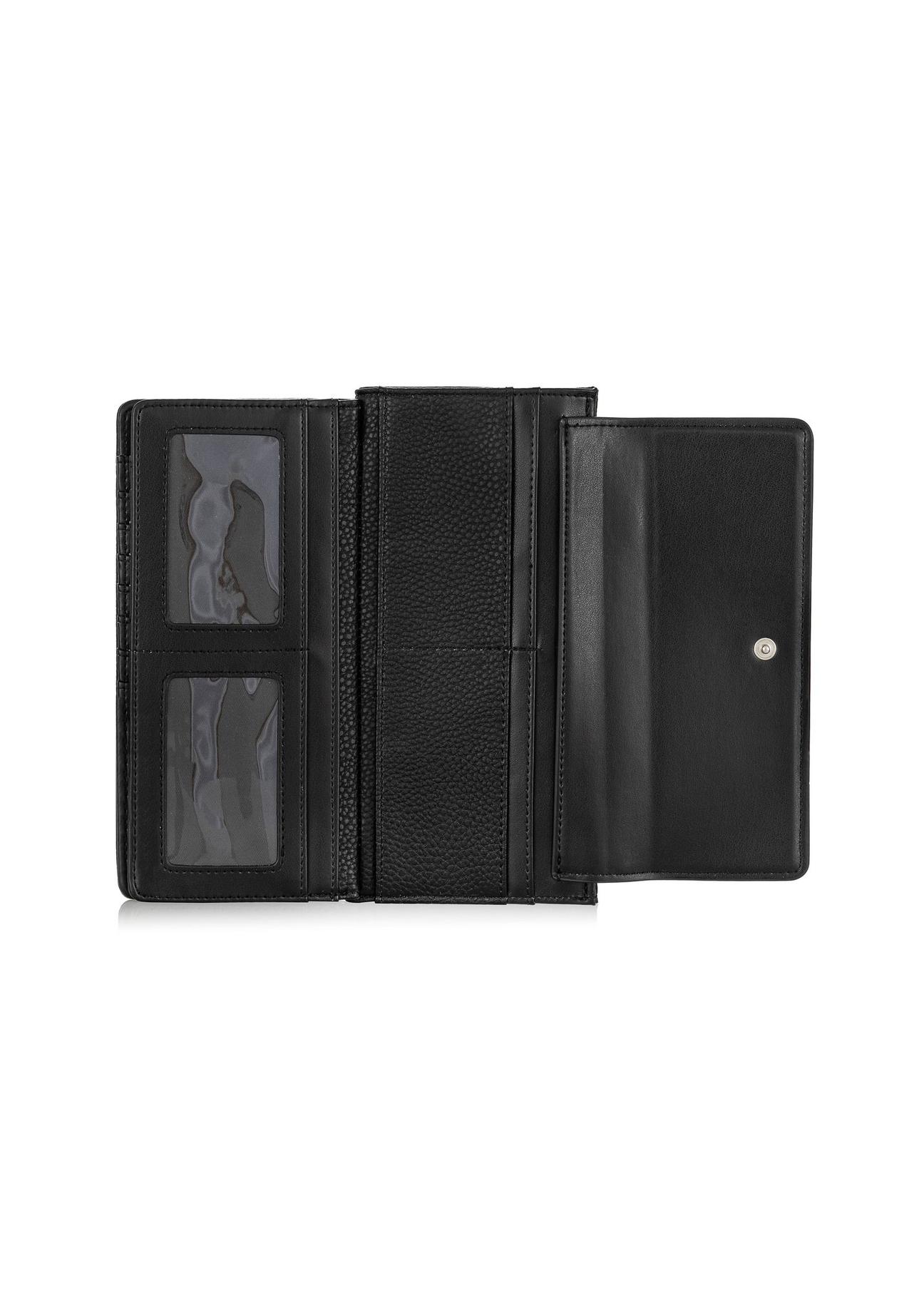 Duży czarny portfel damski z logo POREC-0361-99(W24)-06
