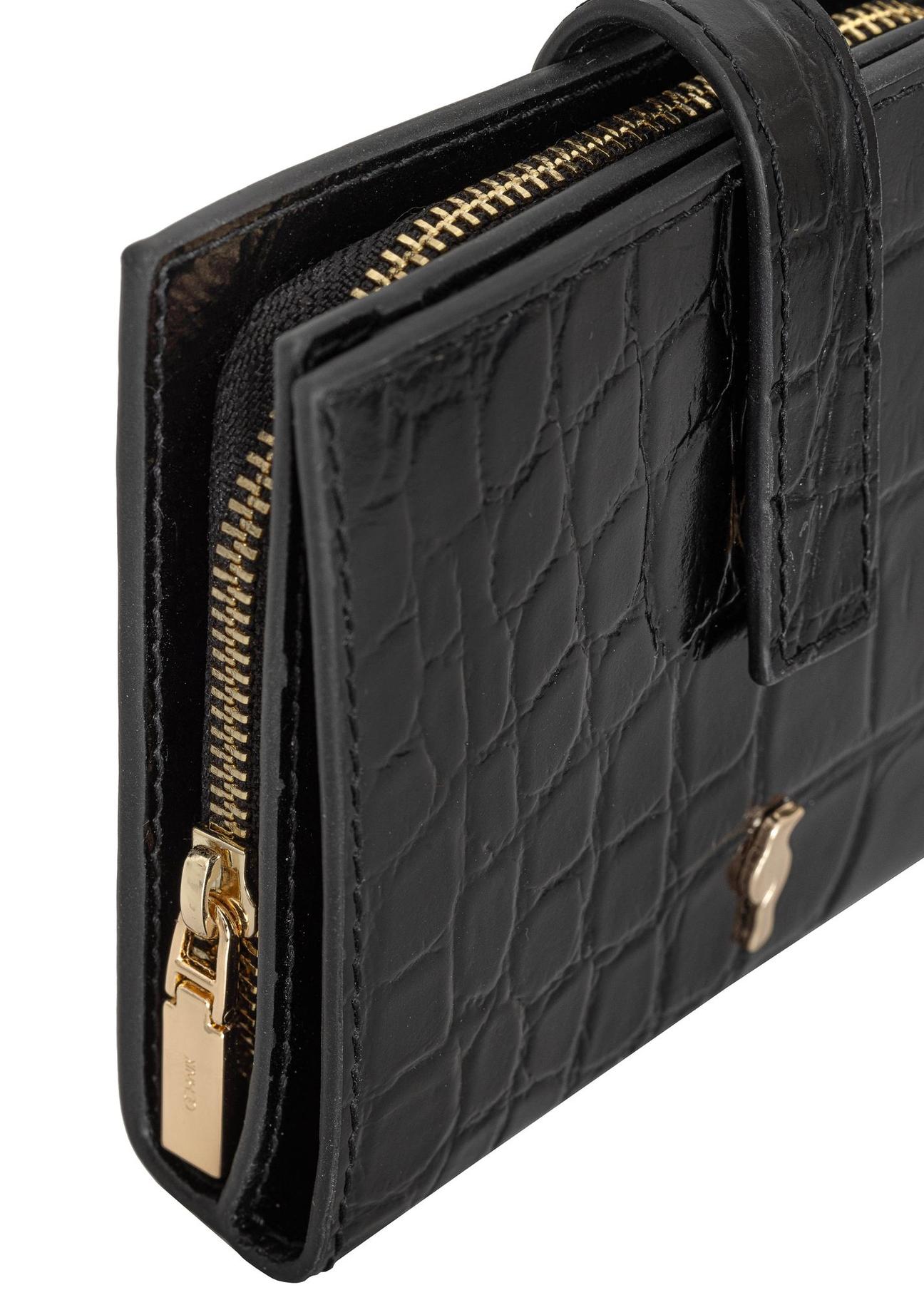 Black leather small wallet with croco motif PORES-0920-99(Z24)-06