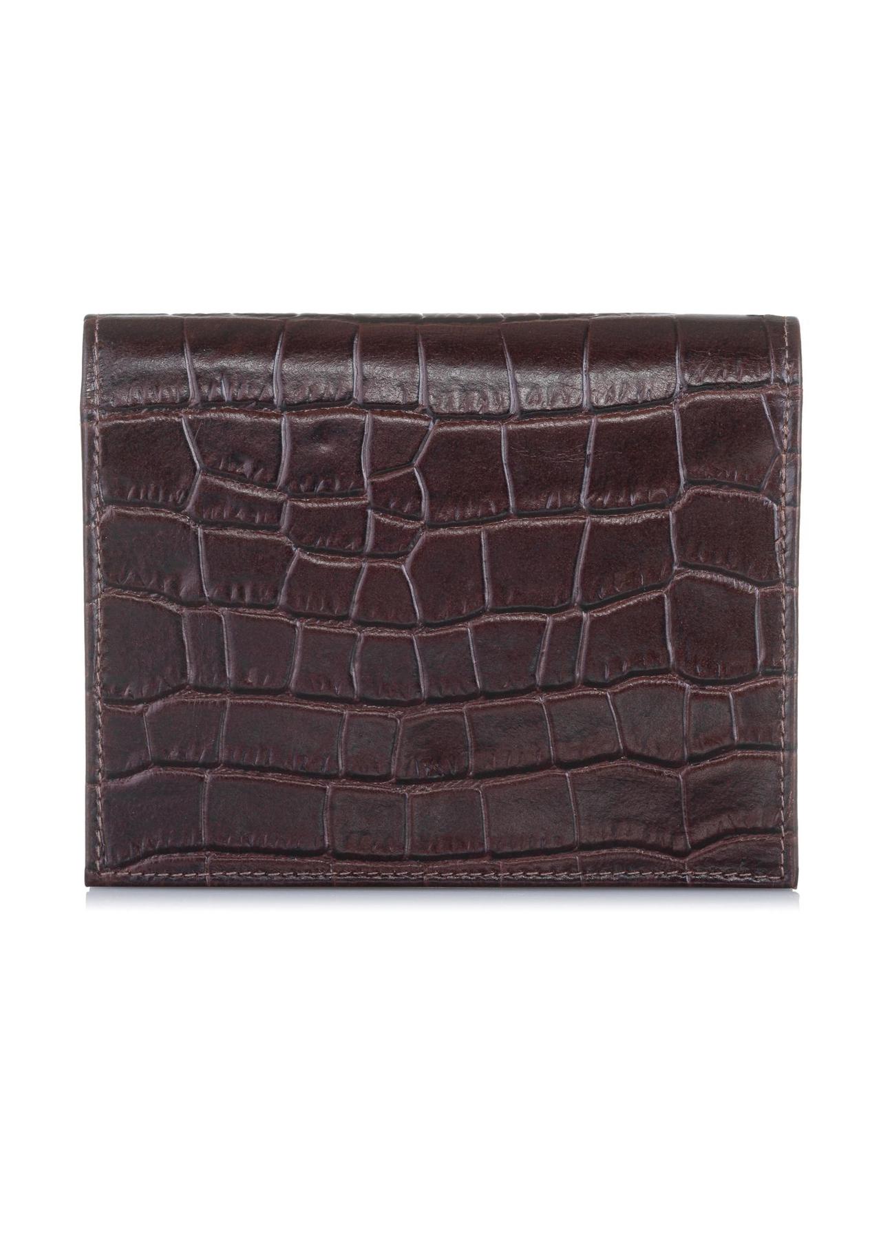 Mały brązowy portfel damski croco PORES-0846-89(W23)