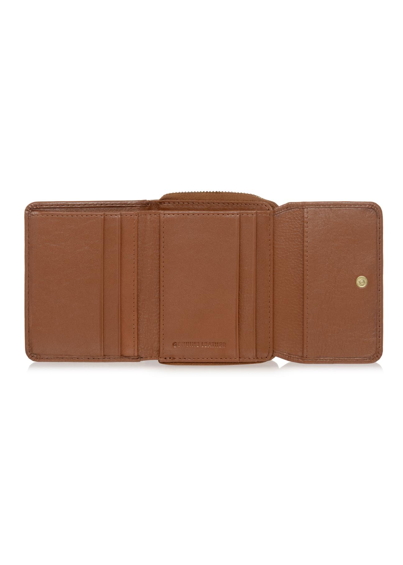 Mały brązowy skórzany portfel damski PORES-0849-79(W23)