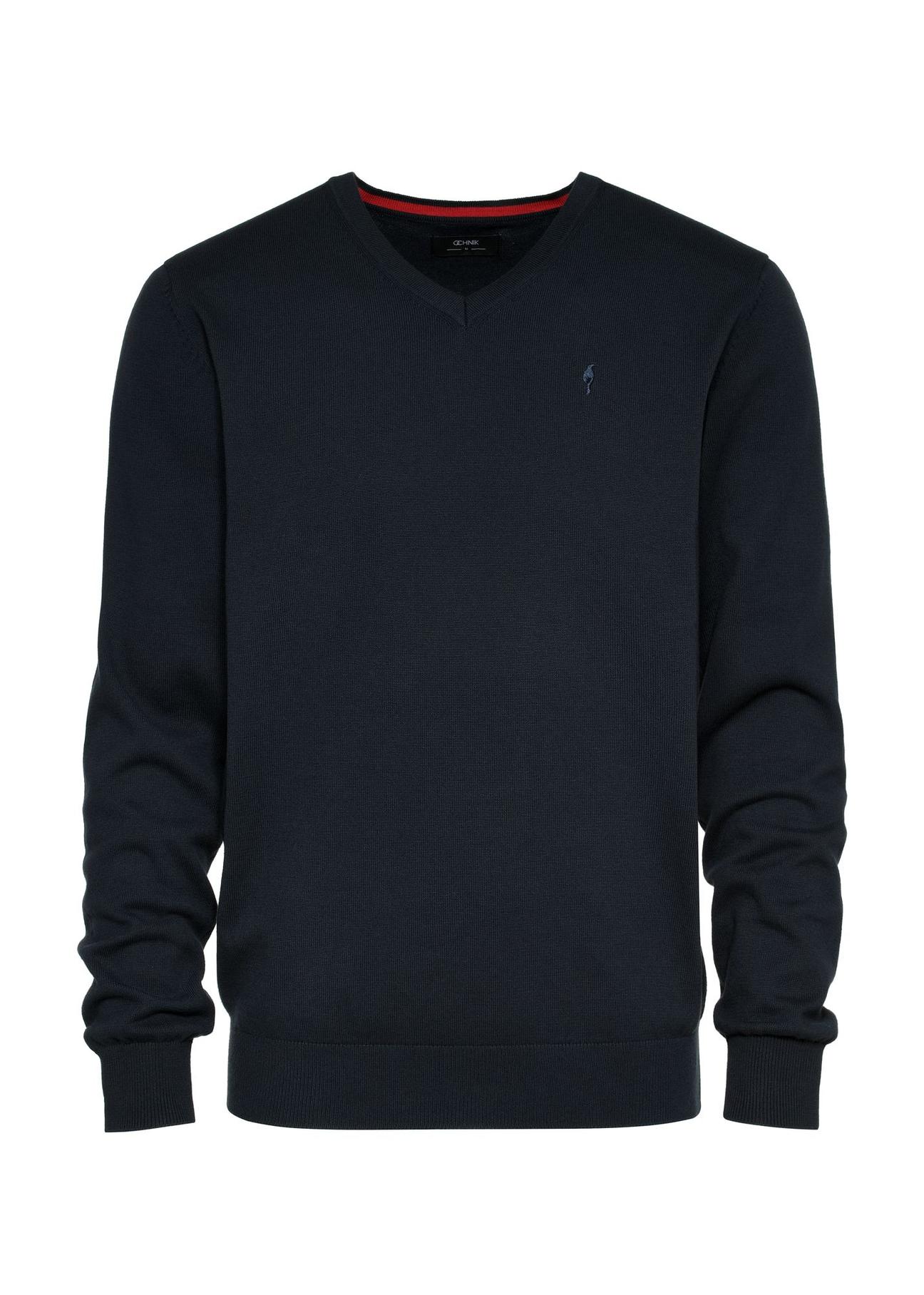 Navy blue men's sweater with a logo SWEMT-0159-69(Z24)-04