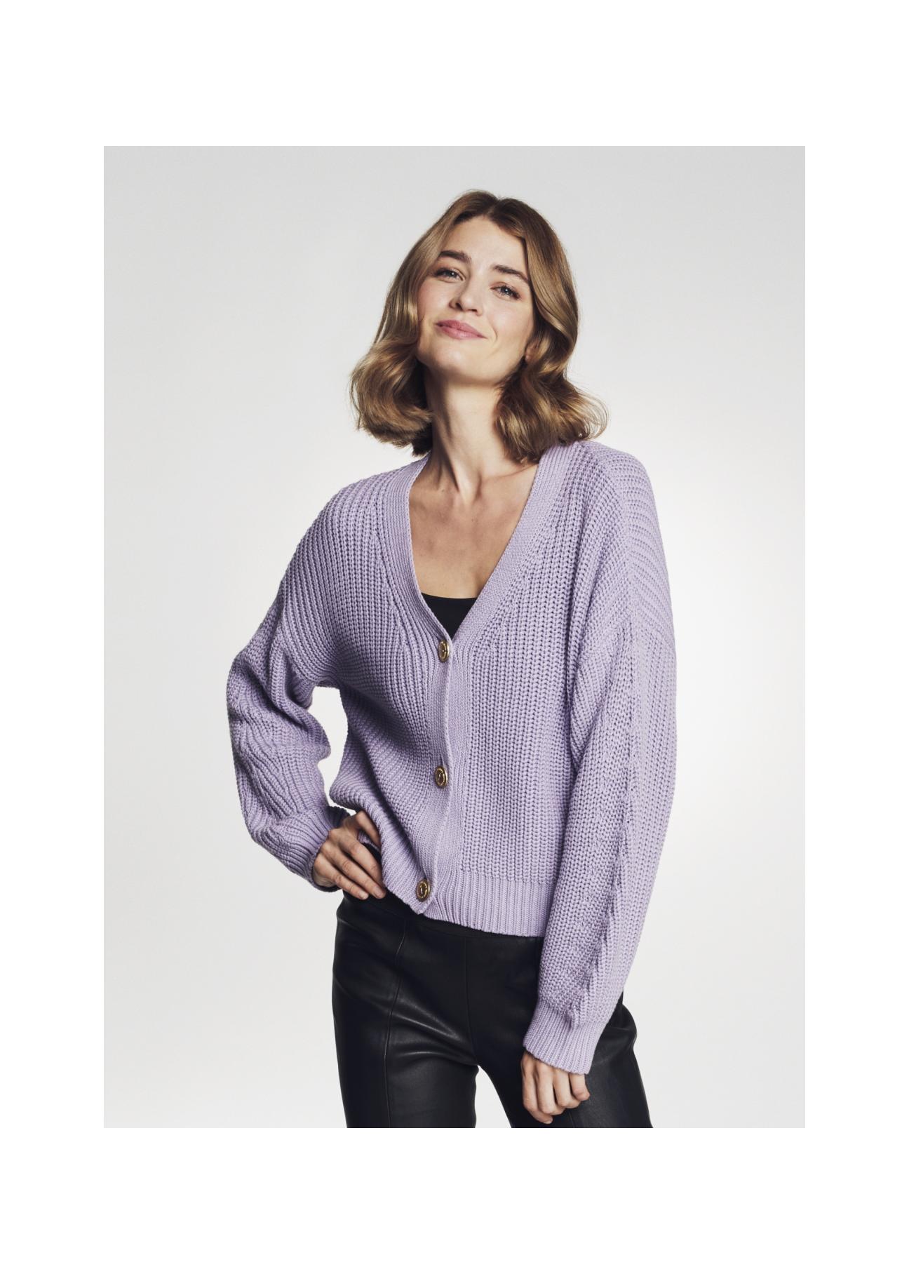 Liliowy sweter rozpinany damski KARDT-0024-75(Z21)-01
