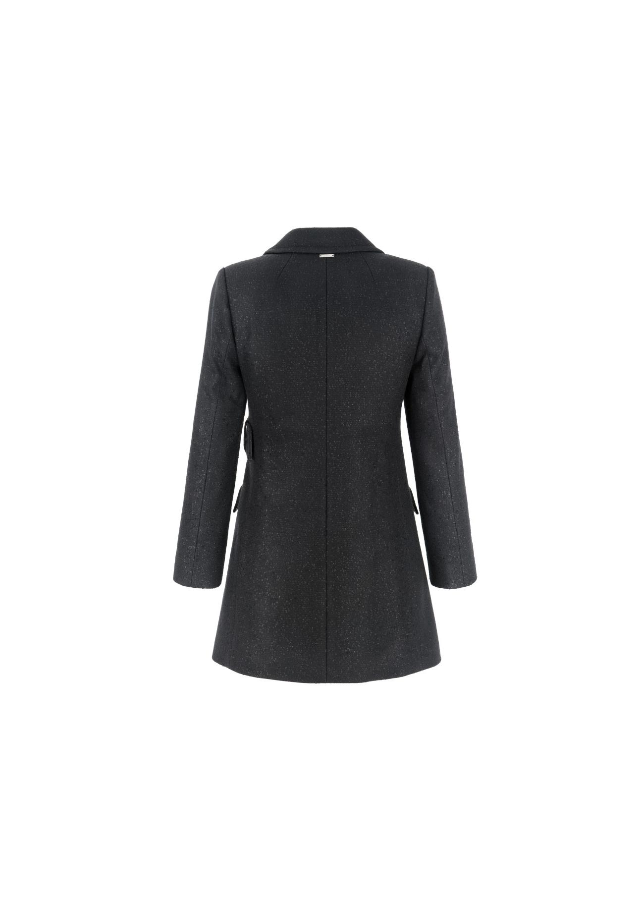 Czarny płaszcz damski z klamrą PLADT-0003-99(Z16)