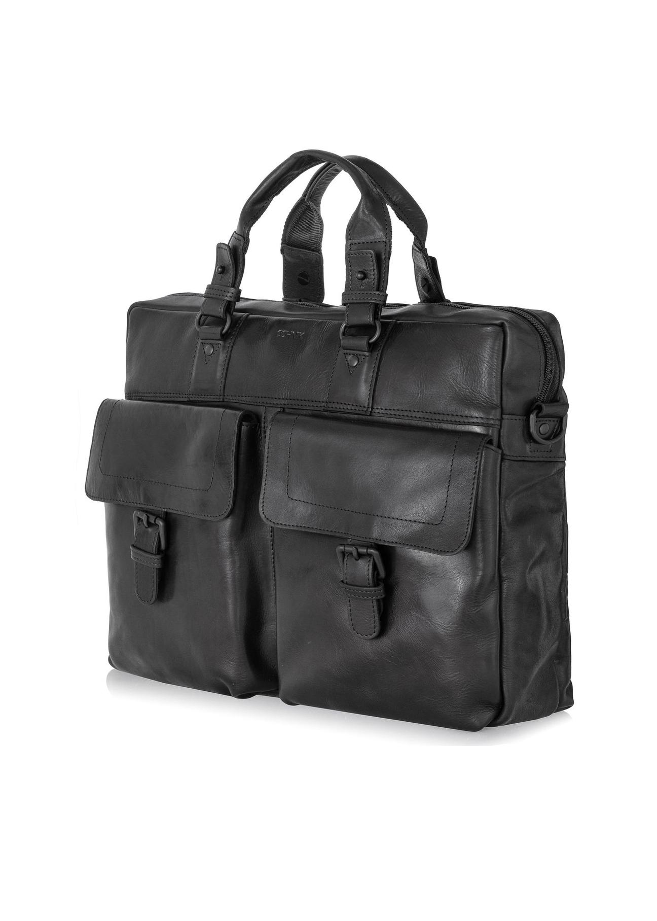 Skórzana torba biznesowa czarna męska TORMS-0404-99(Z23)