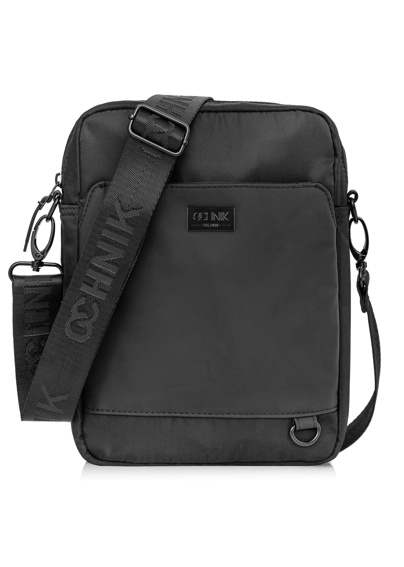 Large black men's messenger bag TORMN-0314A-99(Z24)-01