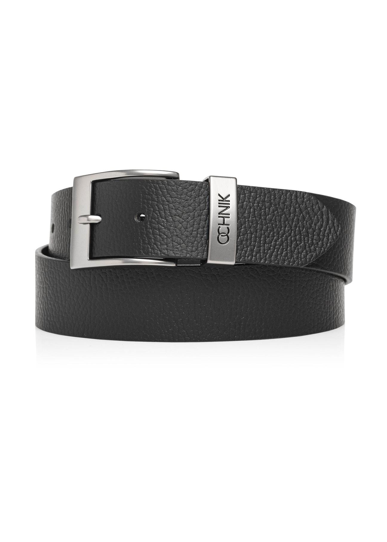 Black leather men's belt PASMS-0127D-99(Z24)