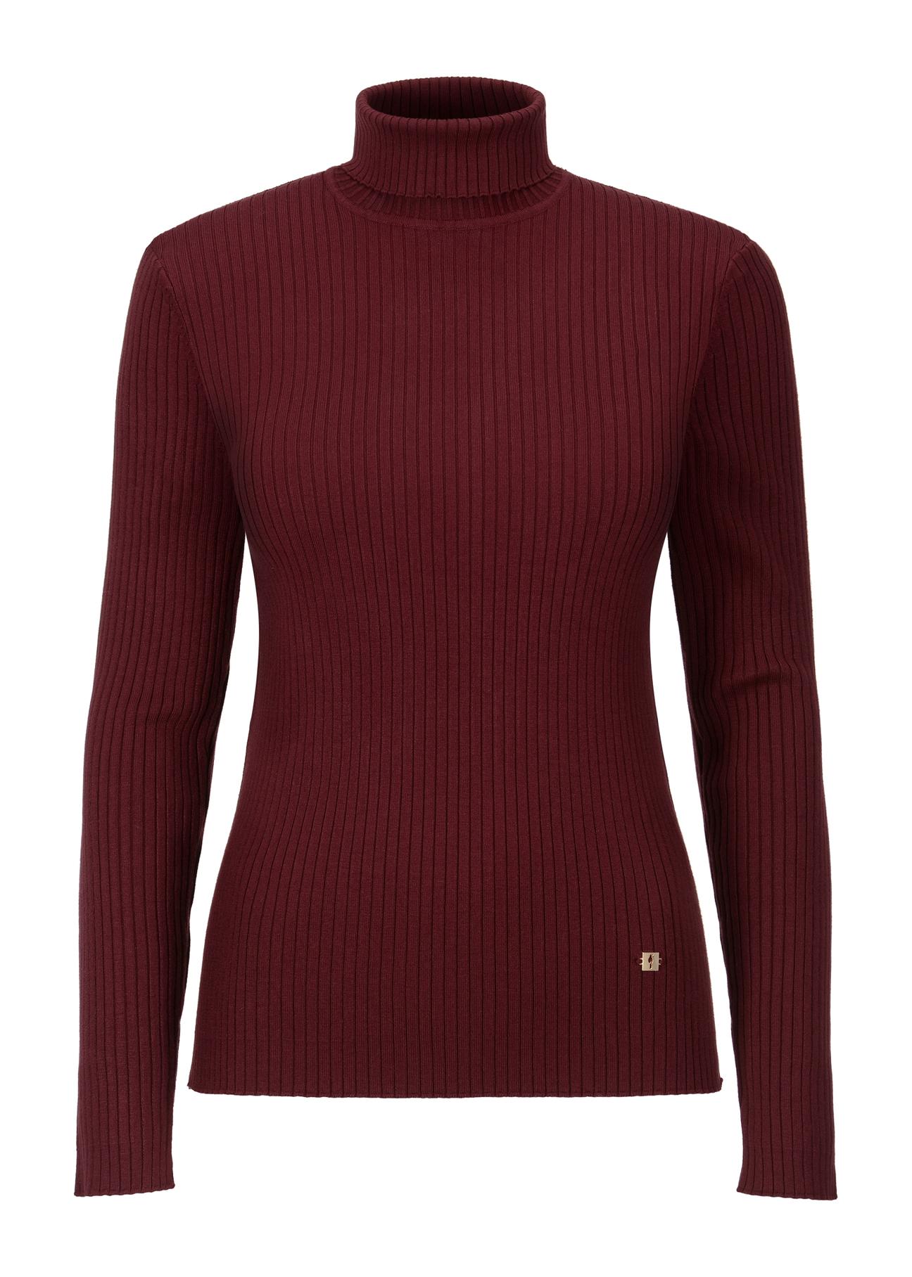 Bordowy sweter damski z golfem SWEDT-0184-49(Z23)