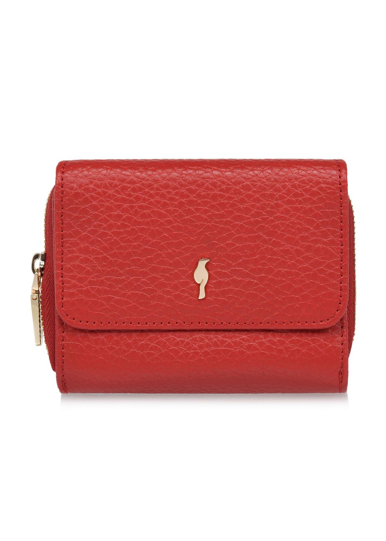 Czerwony skórzany portfel damski z ochroną RFID PORES-0817RFID-42(W24)