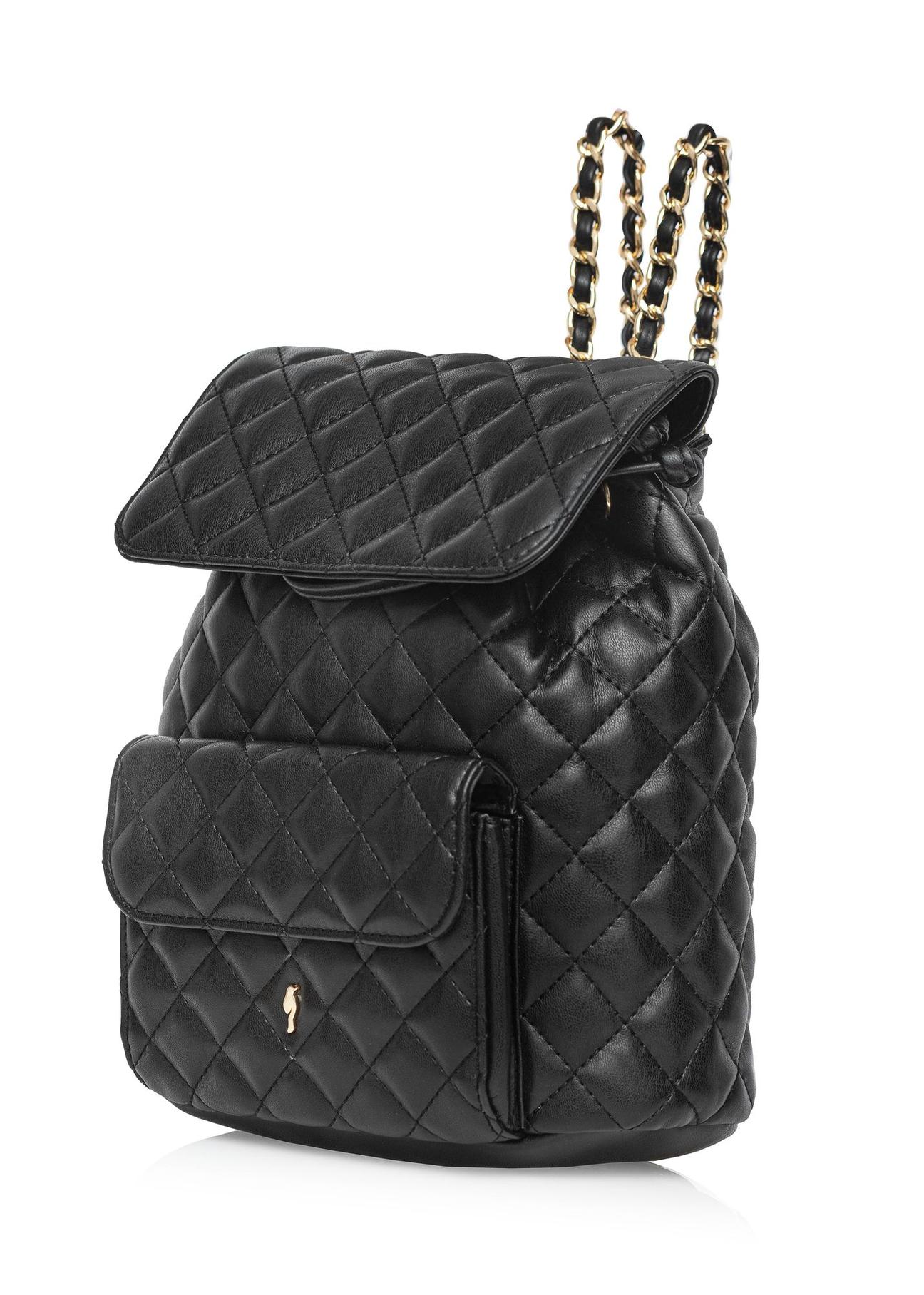 Black quilted women's backpack TOREC-0992-99(Z24)-02