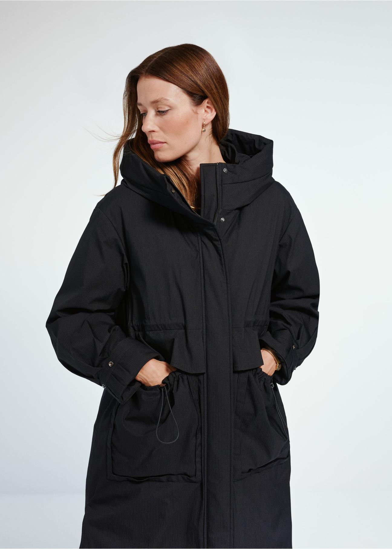 Black winter jacket with hood KURDT-0463-99(Z24)-03