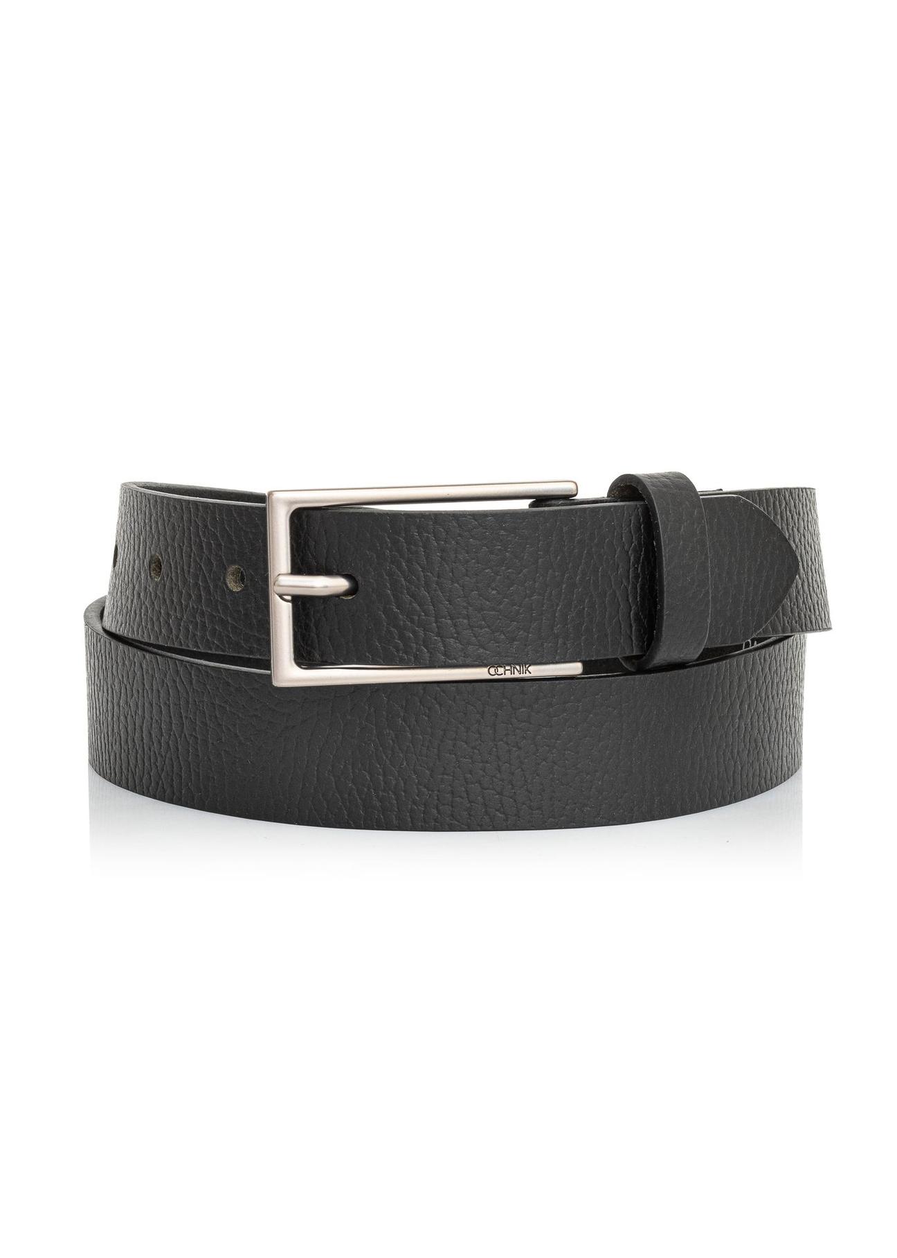 Black leather men's belt PASMS-0255-99(Z24)-01