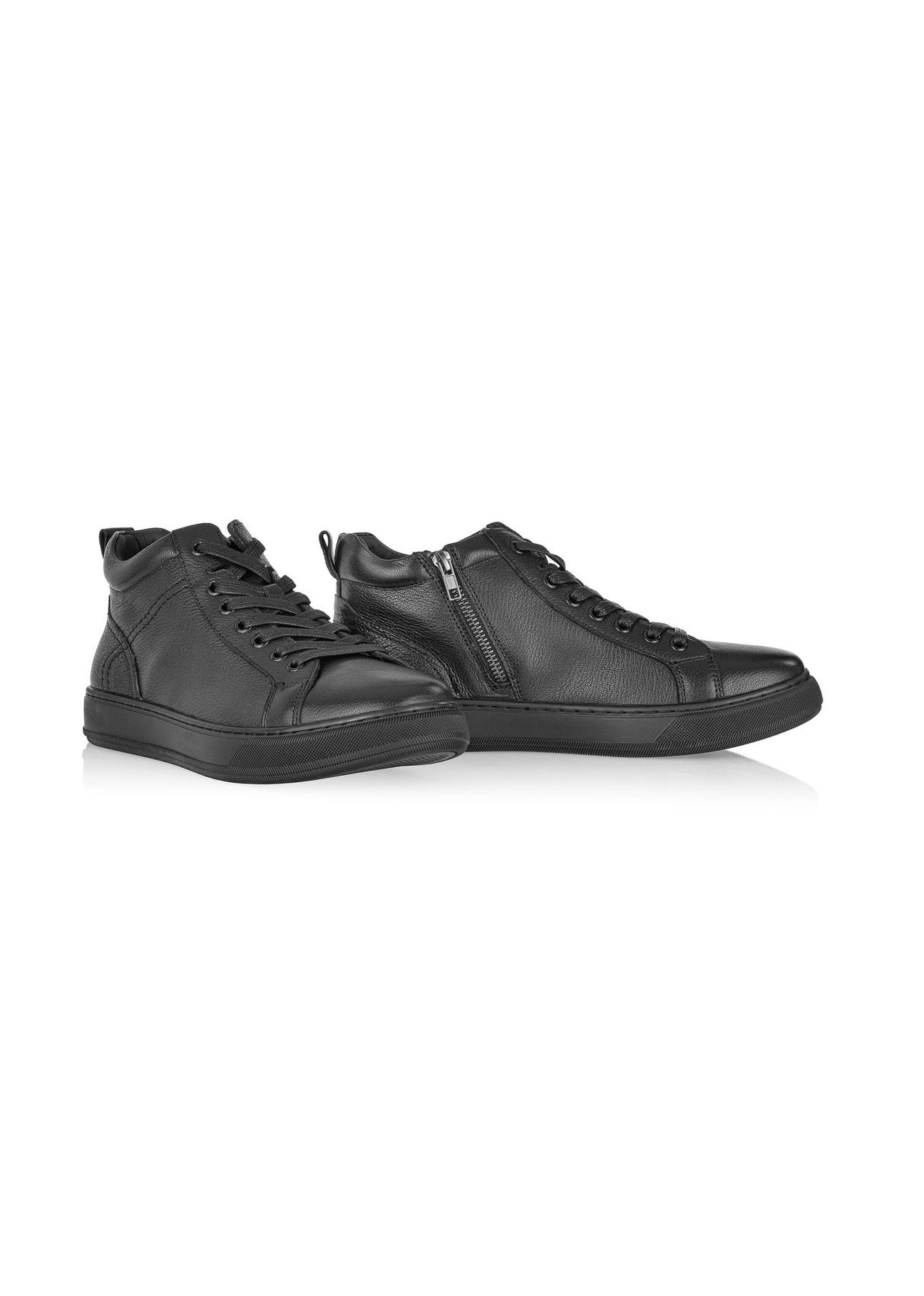 Black leather men's sneakers BUTYM-0466-99(Z24) pic. 2