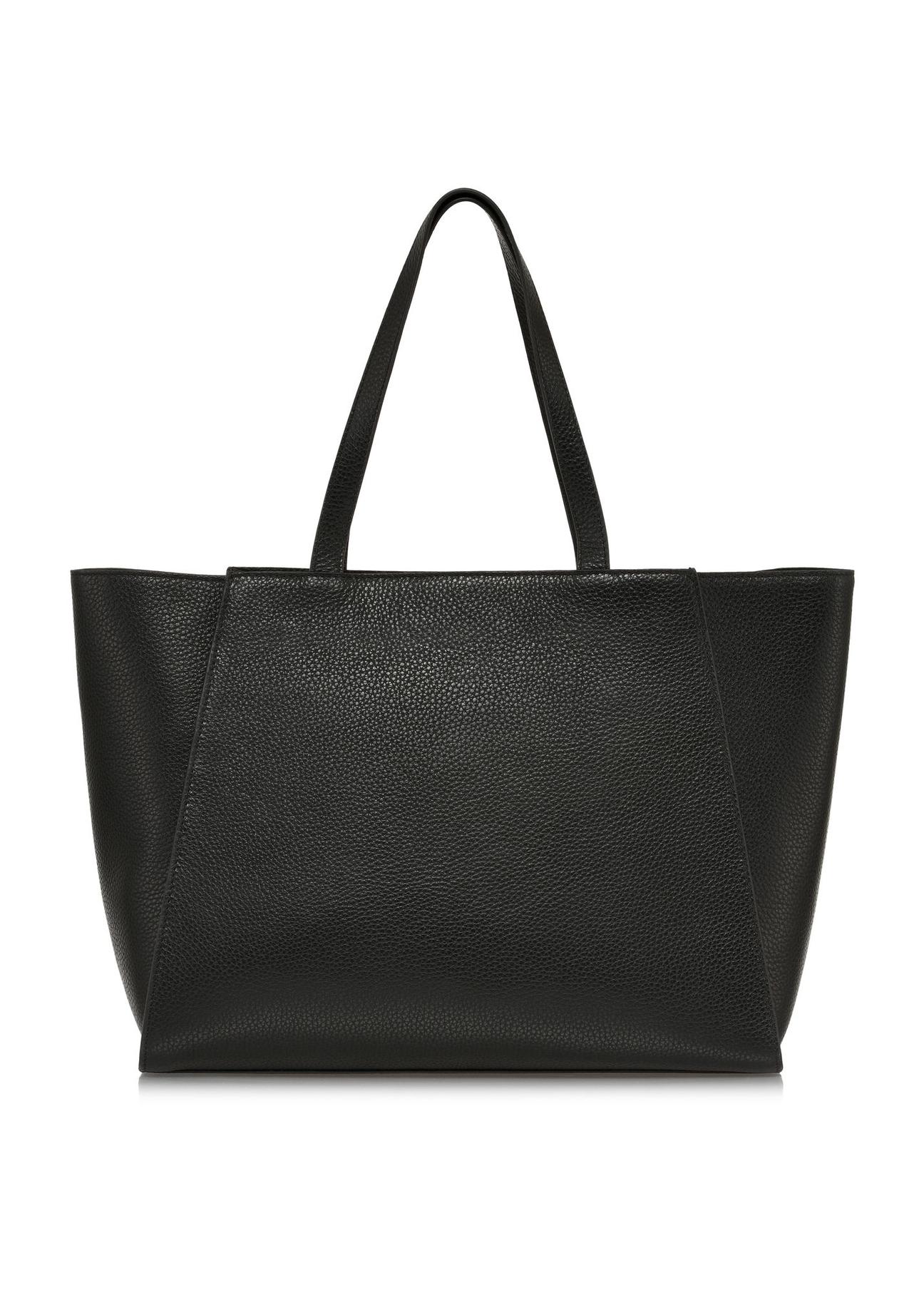 Women's black leather shopper bag TORES-1035-99(Z24)-04