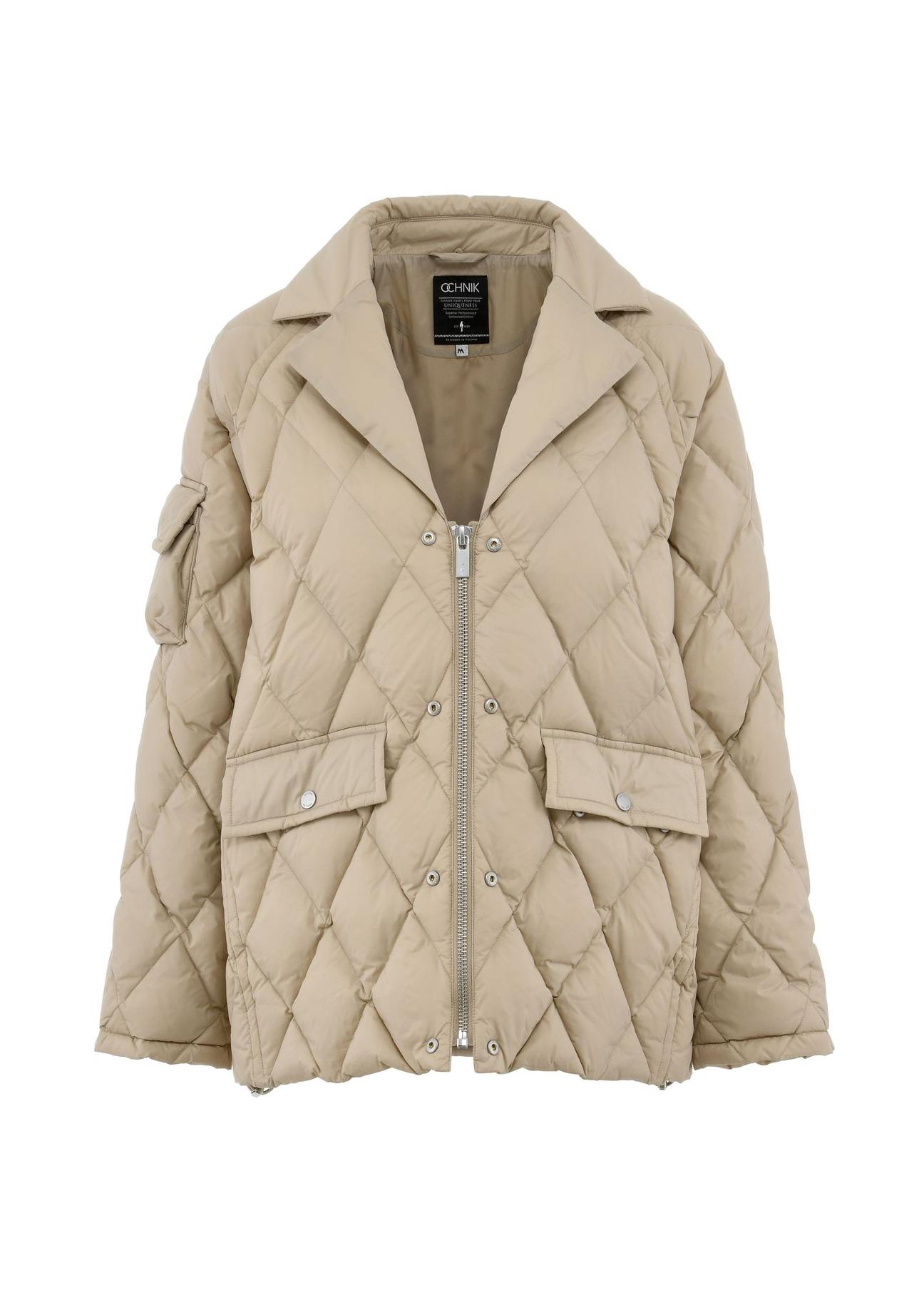 Beige women's winter quilted jacket KURDT-0516-81(Z24)-04