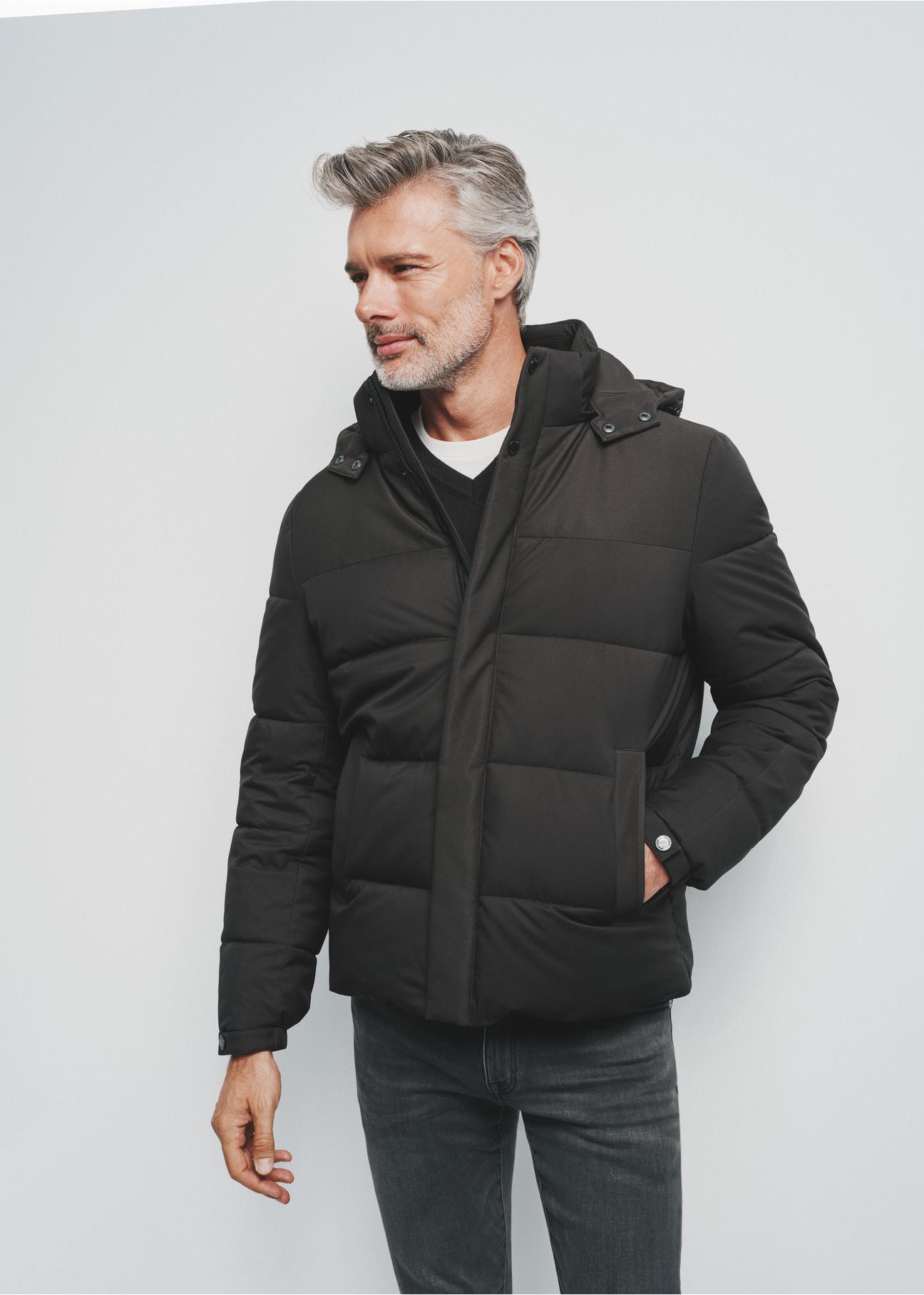 Black quilted insulated men's jacket KURMT-0337-99(Z24)-02