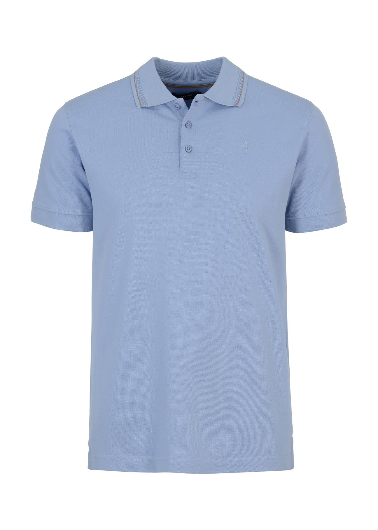 Błękitna koszulka polo z logo POLMT-0056-61(W23)