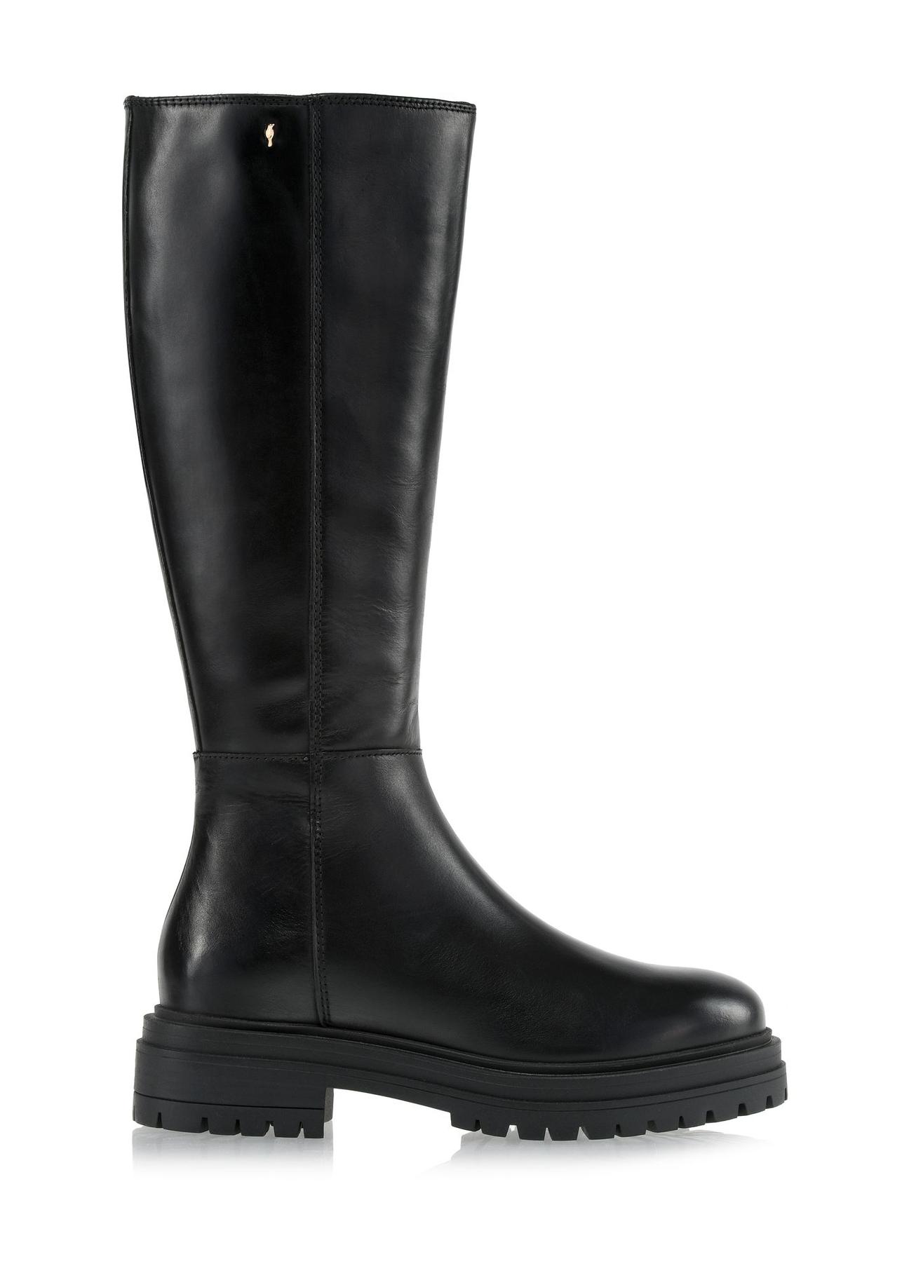 Black leather women's boots on the platform BUTYD-1102-99(Z24)-01