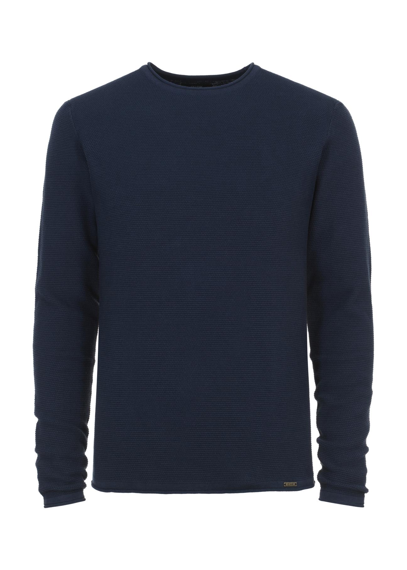 Granatowy sweter męski basic SWEMT-0128-69(W24)
