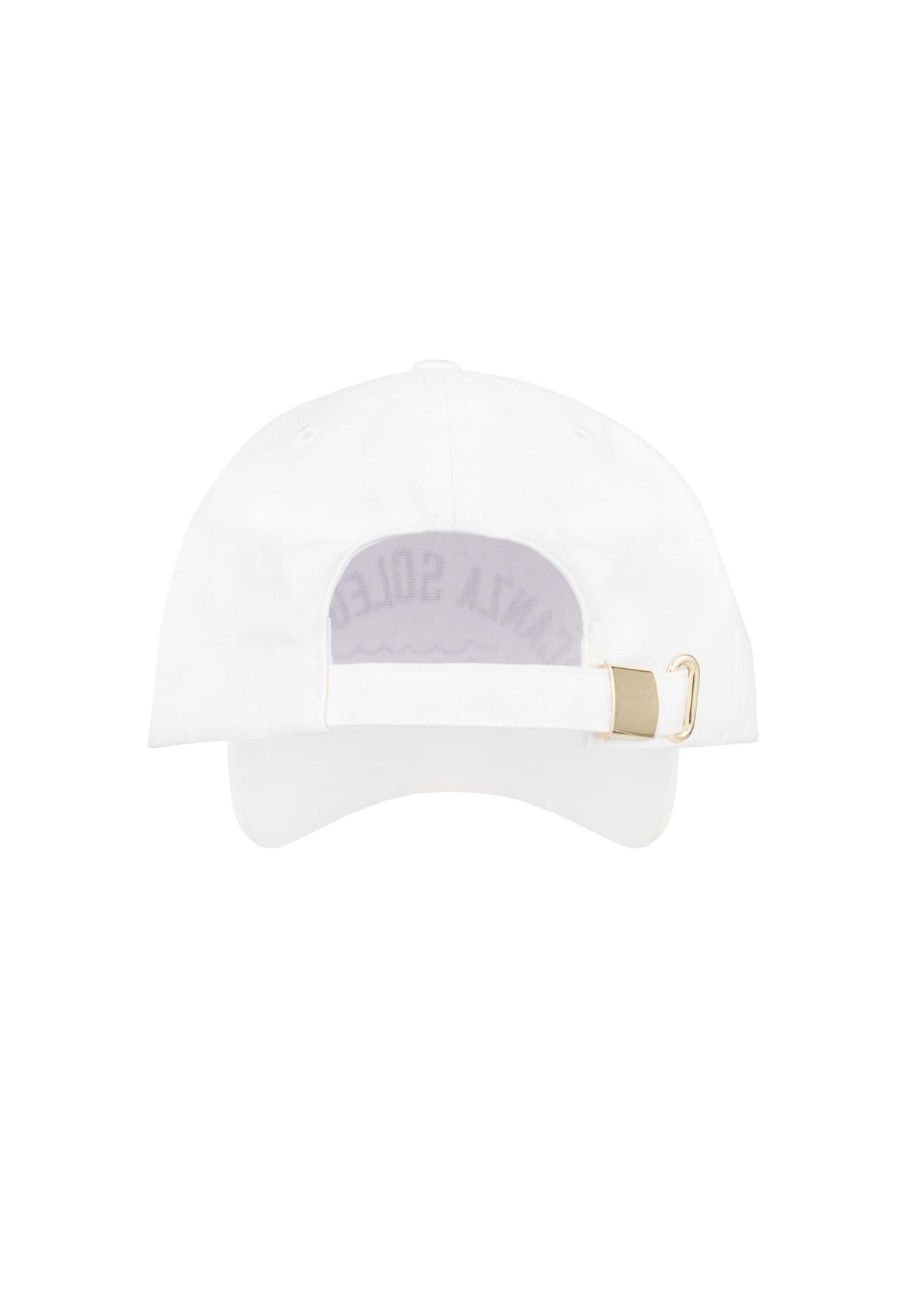 Biała czapka z daszkiem z printem CZALT-0005-12(W23)