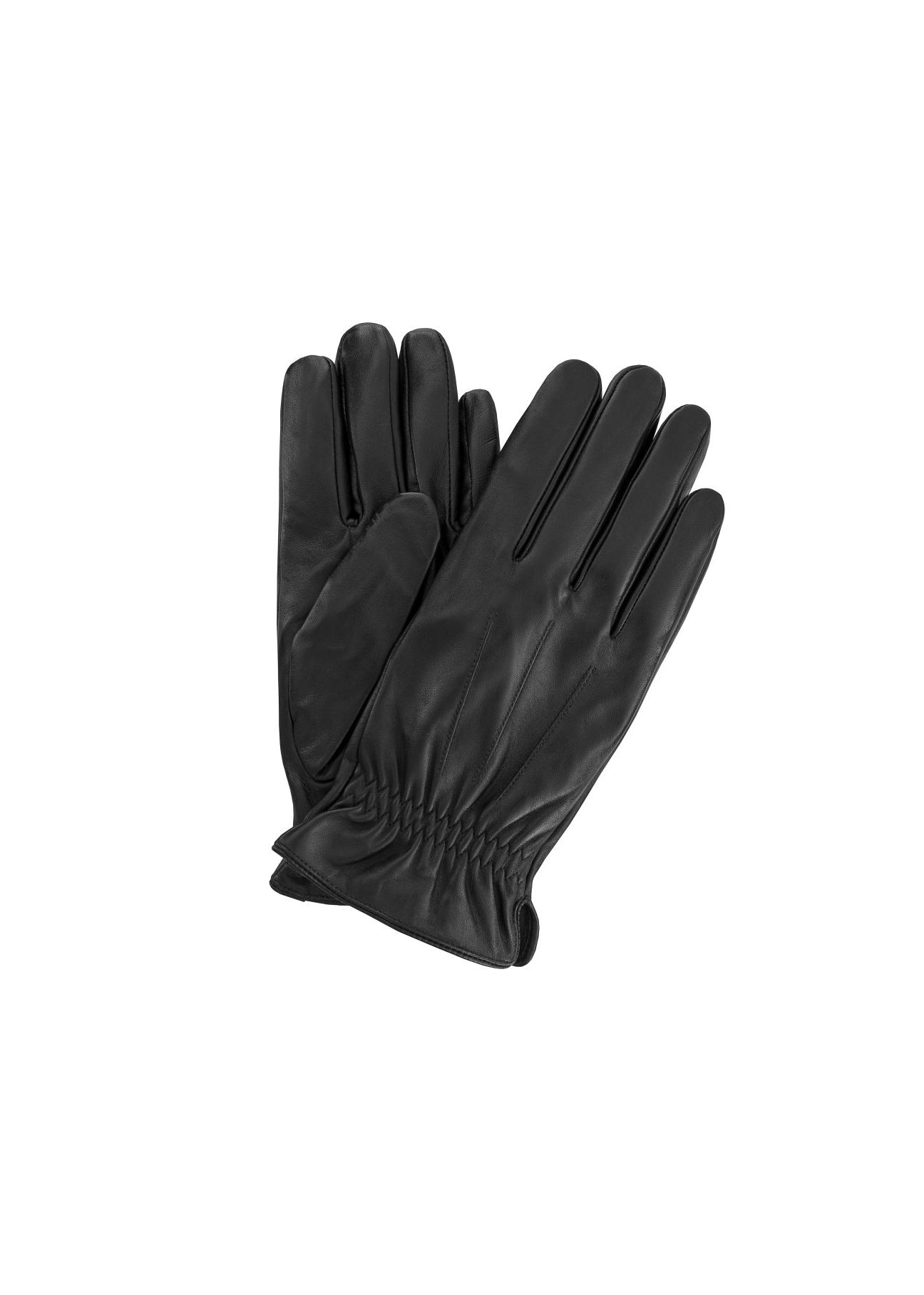 Skórzane rękawiczki męskie ze ściągaczem REKMS-0011-99(Z23)