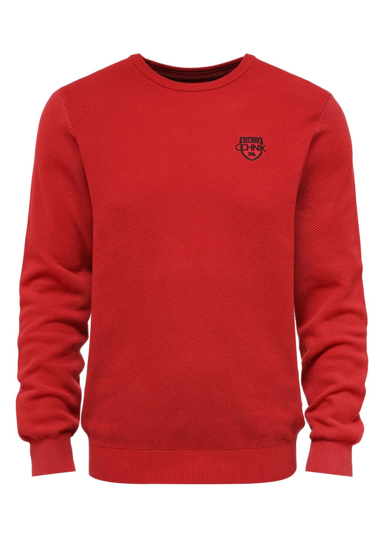 Red cotton men's sweater SWEMT-0160-42(Z24)-01