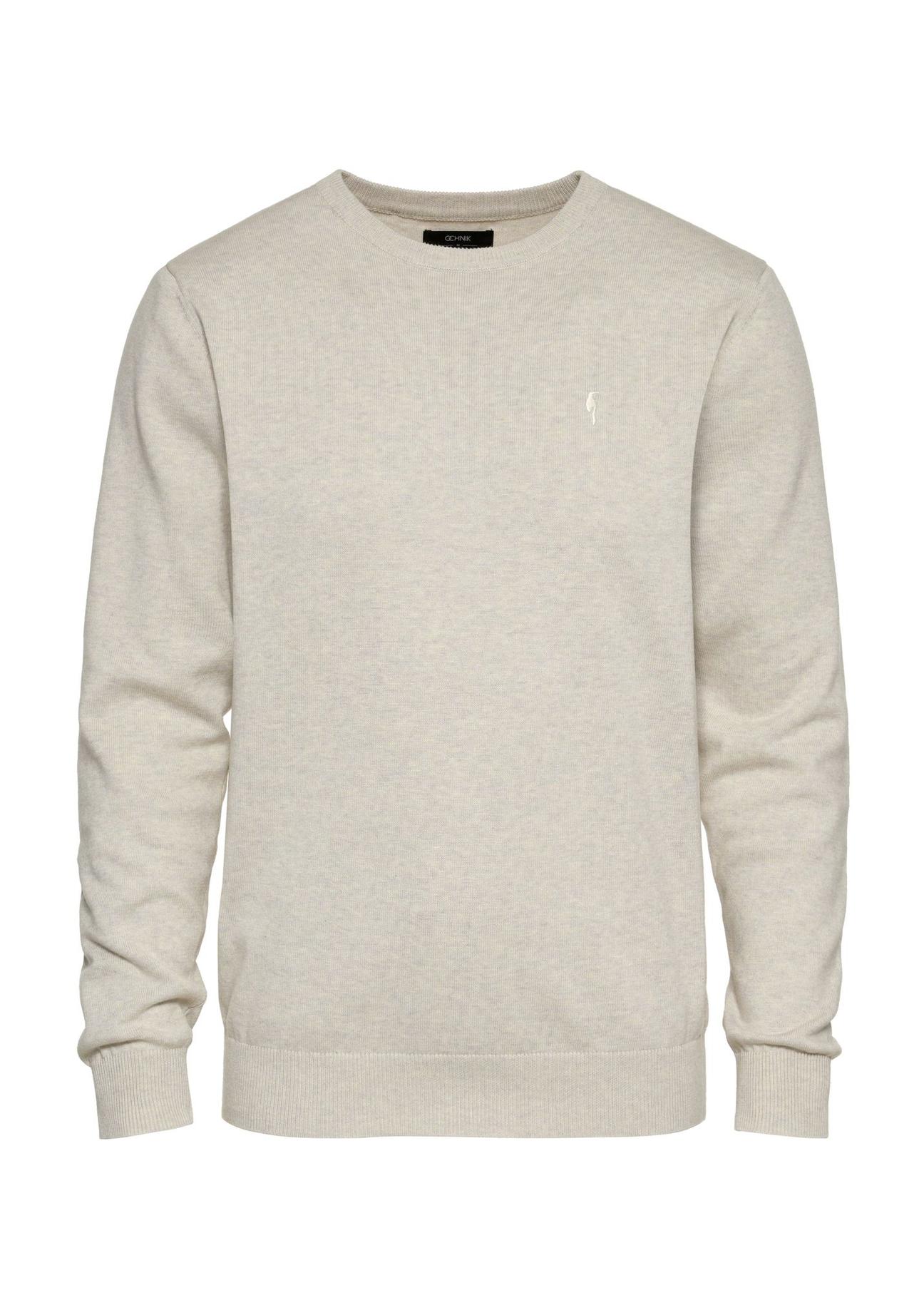 Light beige men's sweater with a logo SWEMT-0114-80(Z24)-01