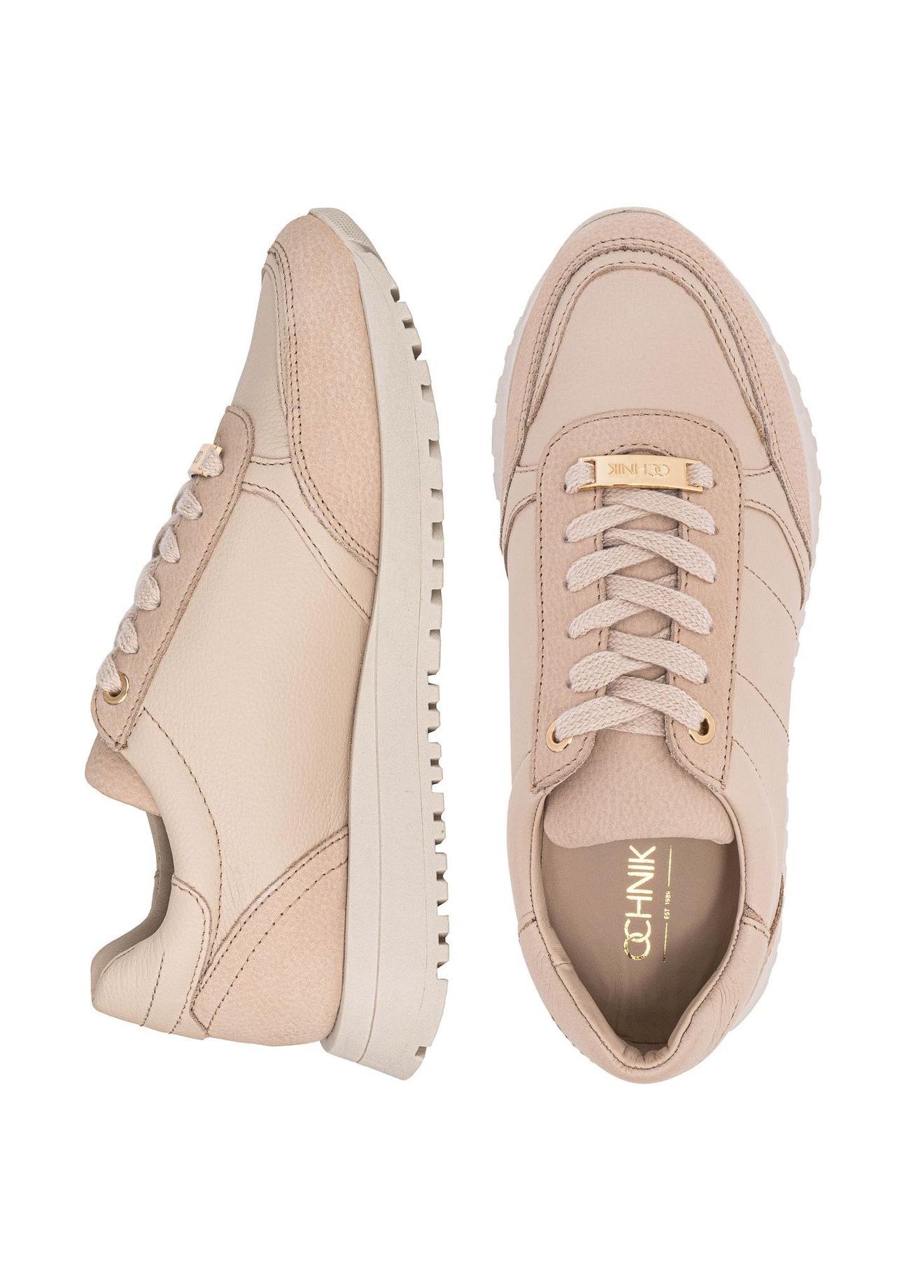 Beige leather women's sports shoes BUTYD-1099-80(Z24)